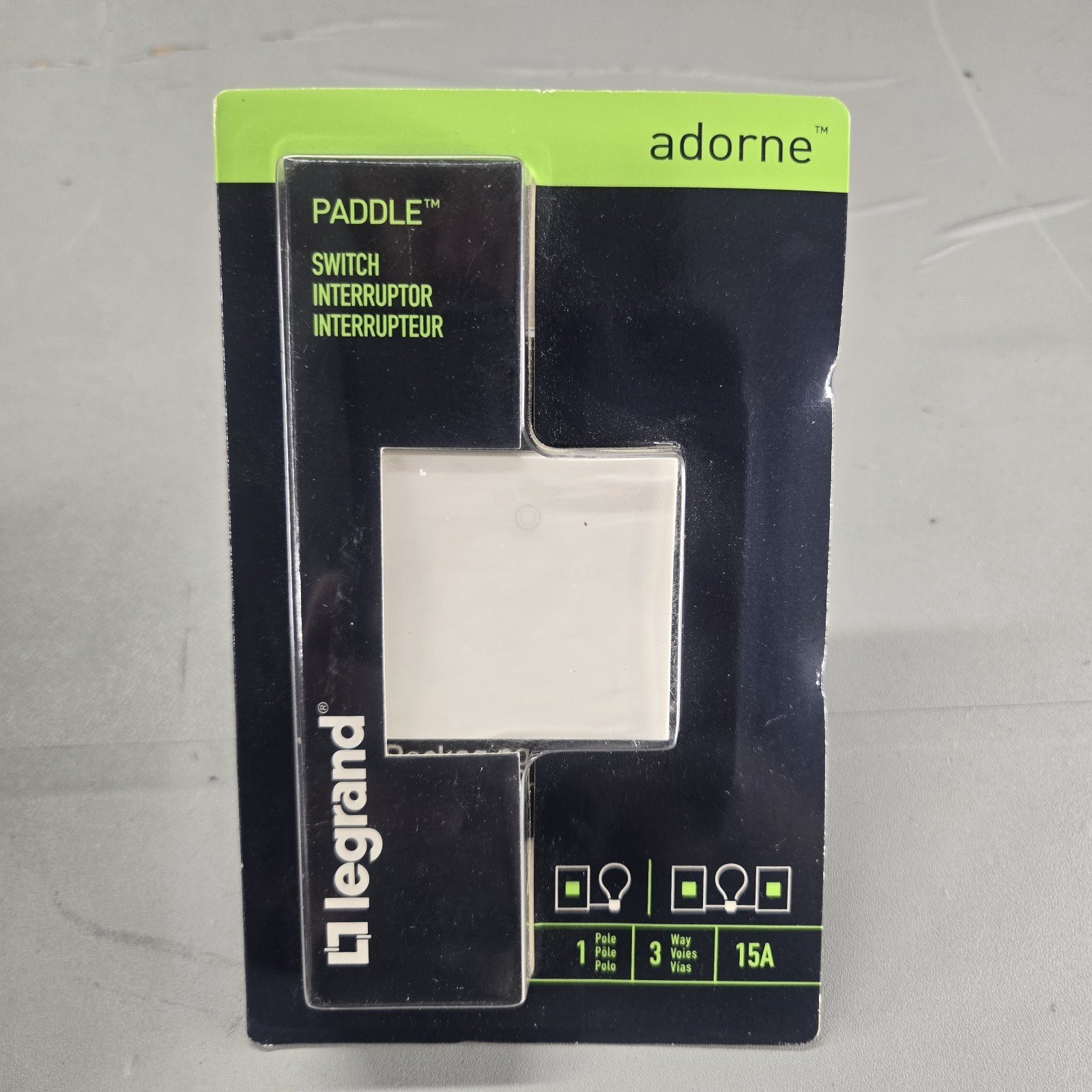 Legrand Adorne 15A 1 or 3-Way Paddle Switch ASPD1532W4 w/ Wall Plate