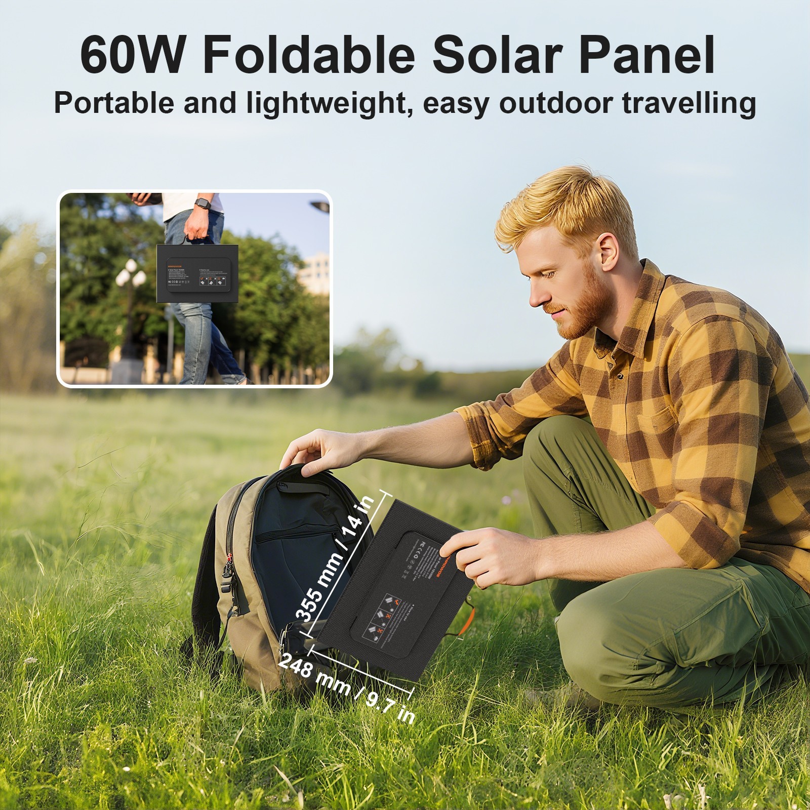 60W Solar Panel For Jackery Portable Power Station Explorer 300 Outdoor Camping