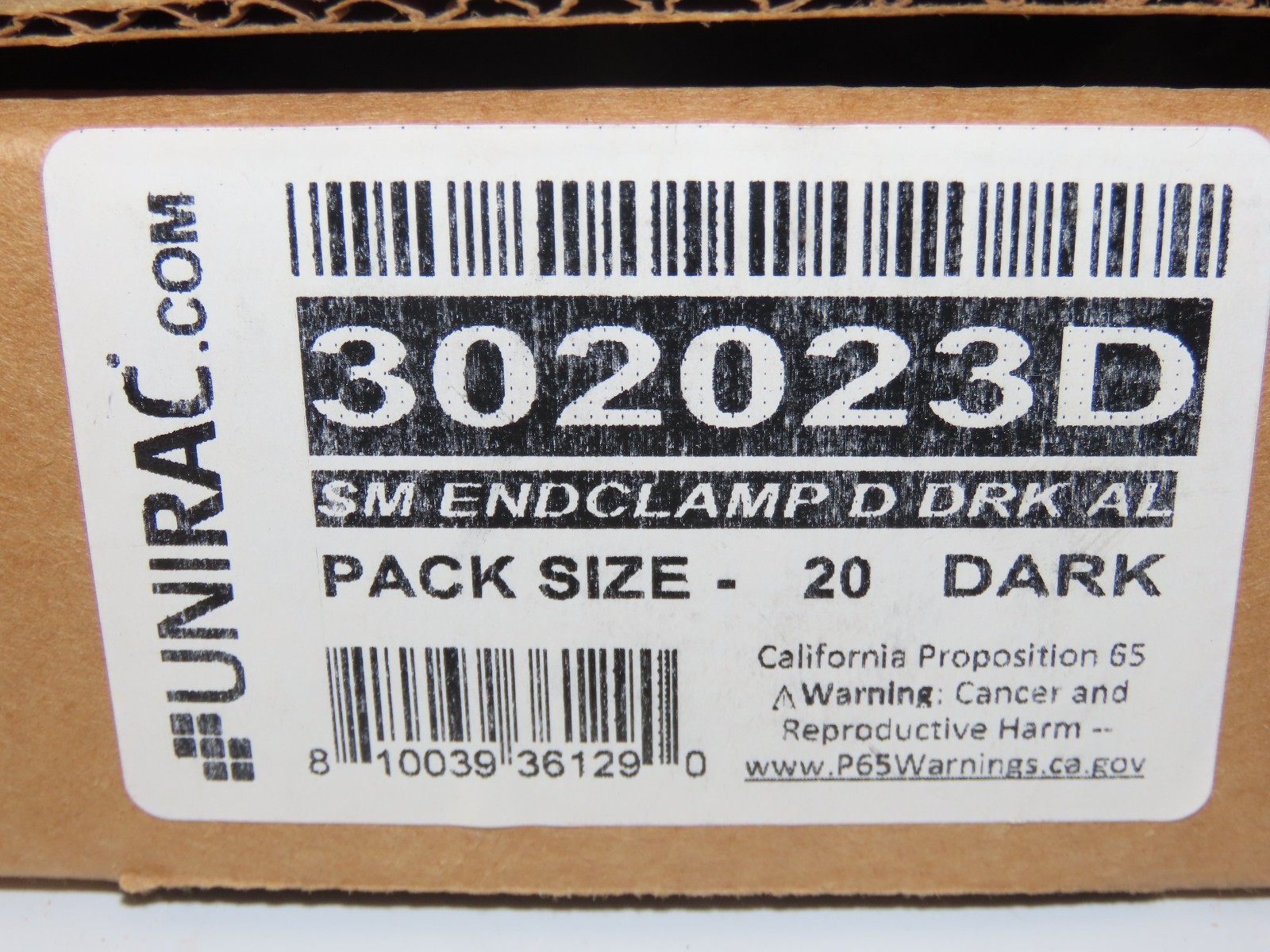 UNIRAC 302023D SM END CLAMP D DARK AL (Pack of 20)