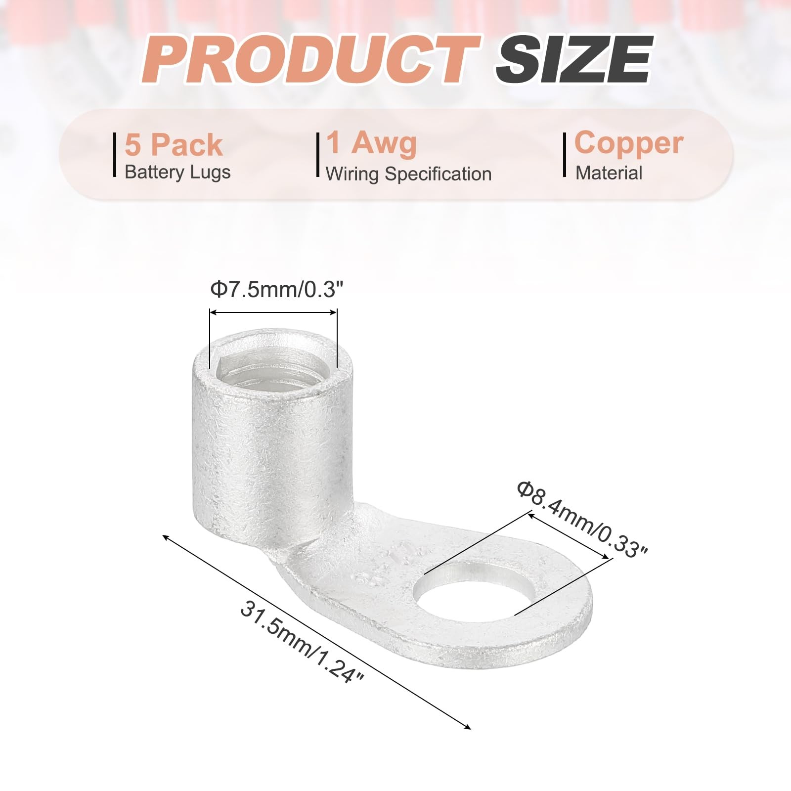 MECCANIXITY 1 AWG – 5/16″ Copper Wire Lugs, 90 Degree Bent 1 –