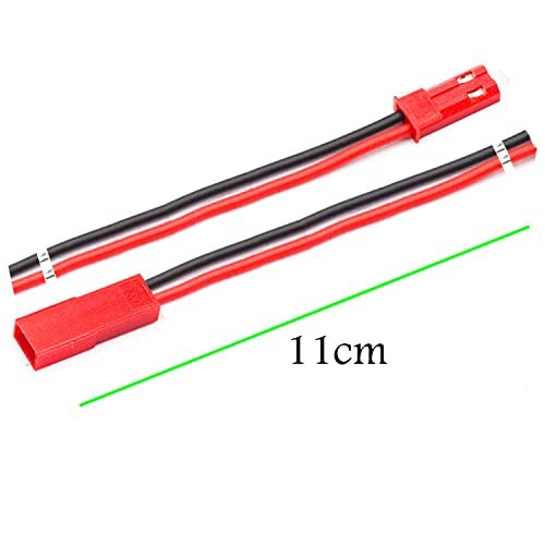 ZHOFONET 20Pairs 20AWG JST Connector 2 Pin Male and Female 10 cm, Red