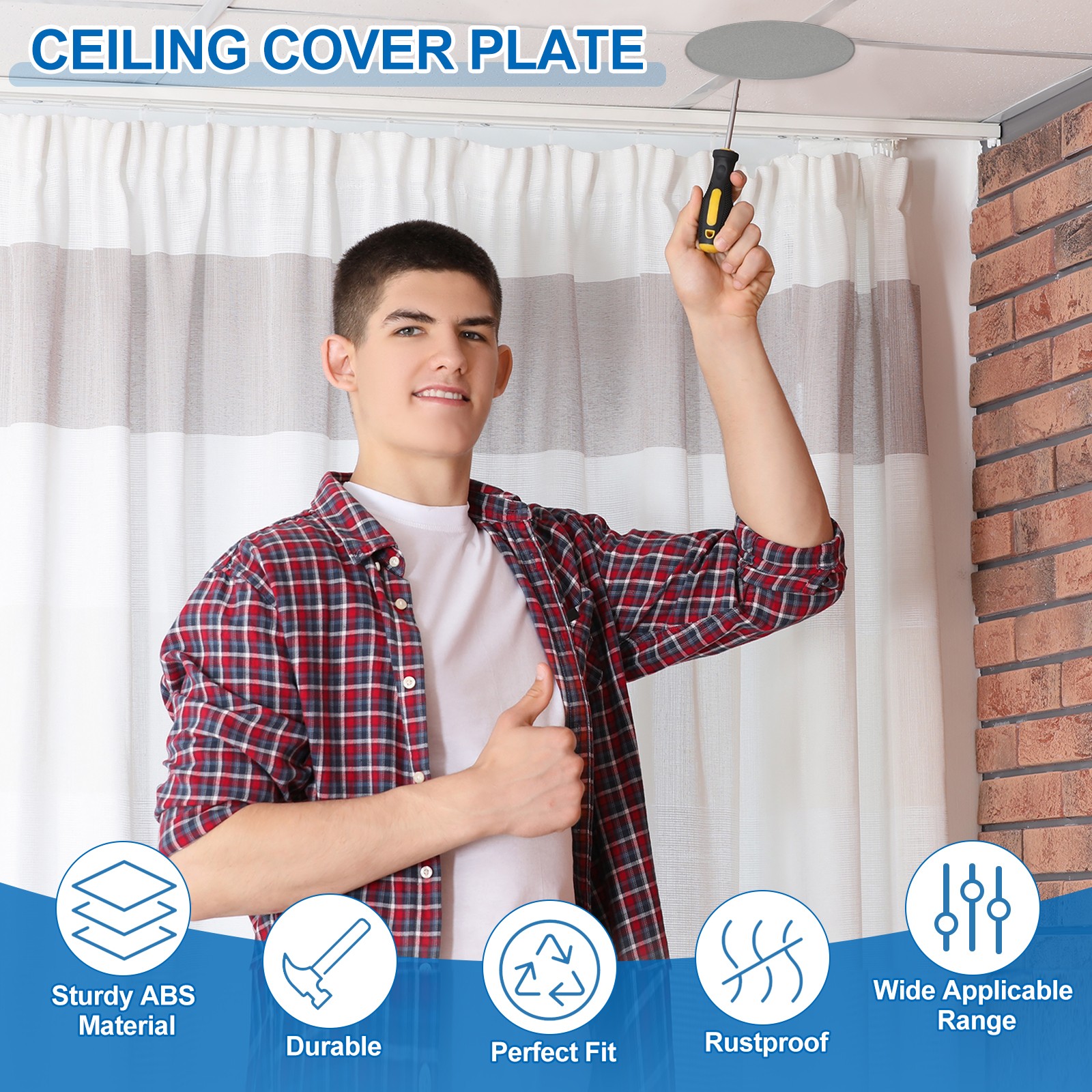 3.7″ Spring Ceiling Cover Plate for 2.2-3.4″ Round Hole, Dark Gray