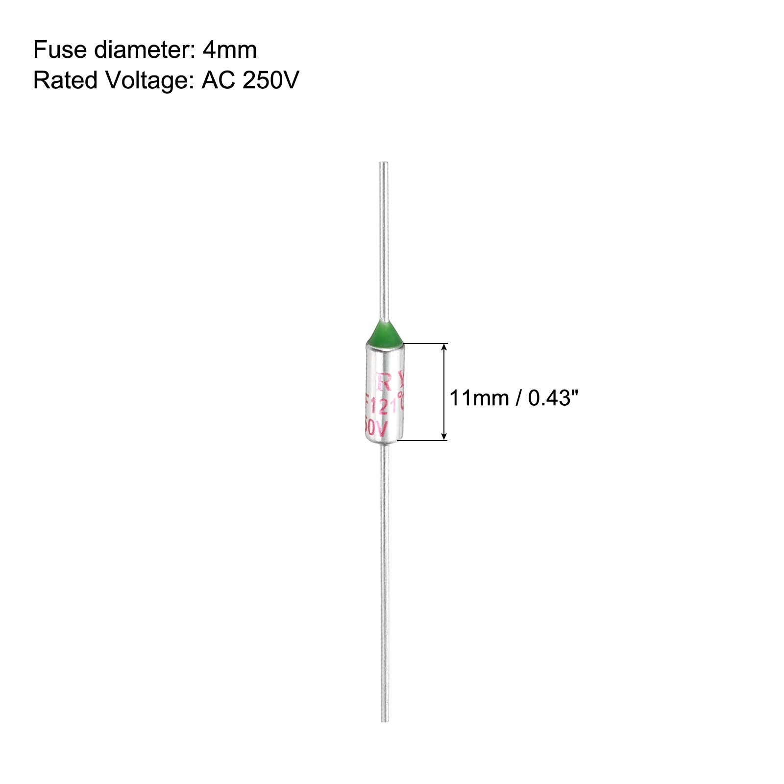 5 Pcs RY121 121 °C 249.8 °F Metal Temperature Thermal Fuse 15A 250V Thermal Fuse