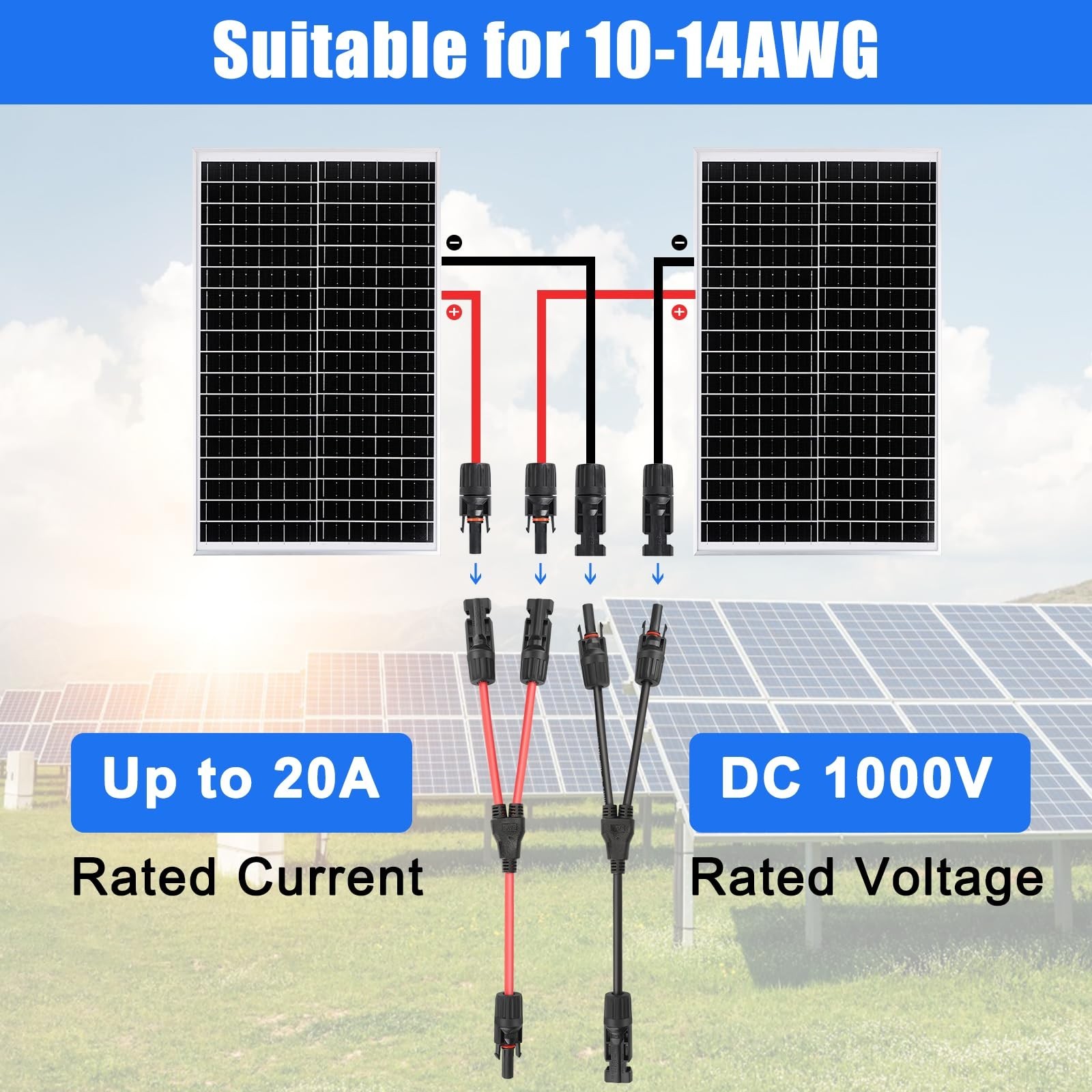 MC4 Solar Panel Connectors, 6 Pairs Male/Female Solar Panel Cable Connectors,…