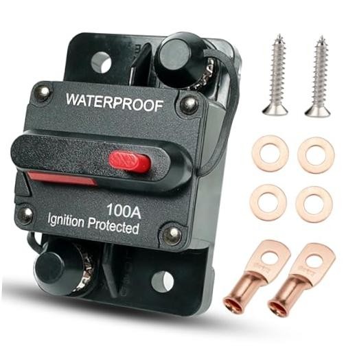 100 Amp Circuit Breaker with Manual Reset Waterproof Inline Fuse Inverter 100A