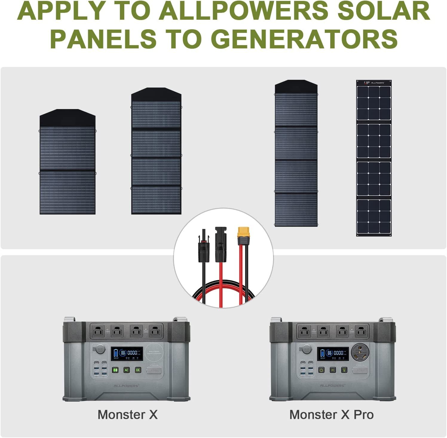 Solar to XT60 Charge Extension Cable with Solar Connectors Caps 1.5M Heavy-Duty