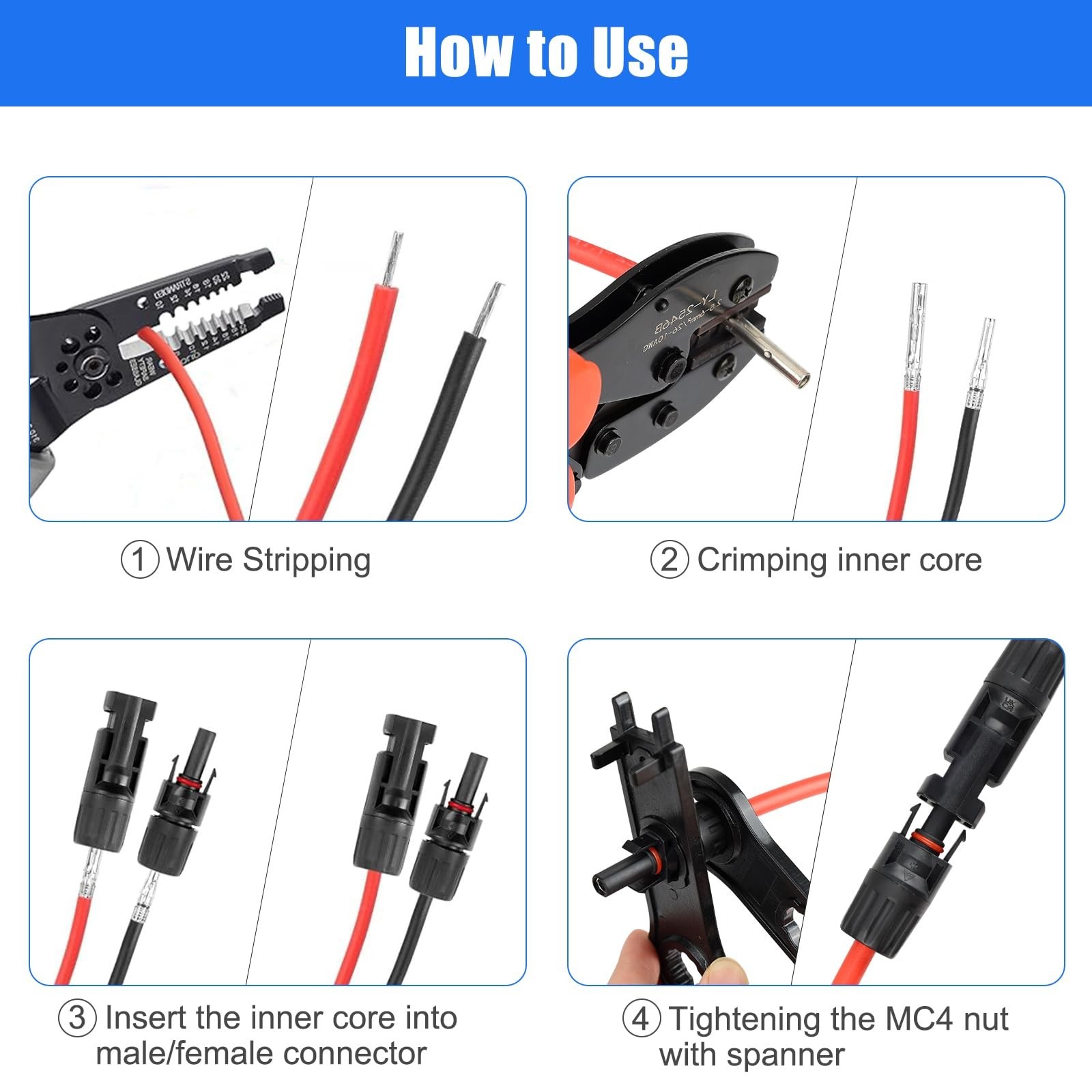 MC4 Solar Panel Connectors, 6 Pairs Male/Female Solar Panel Cable Connectors,…