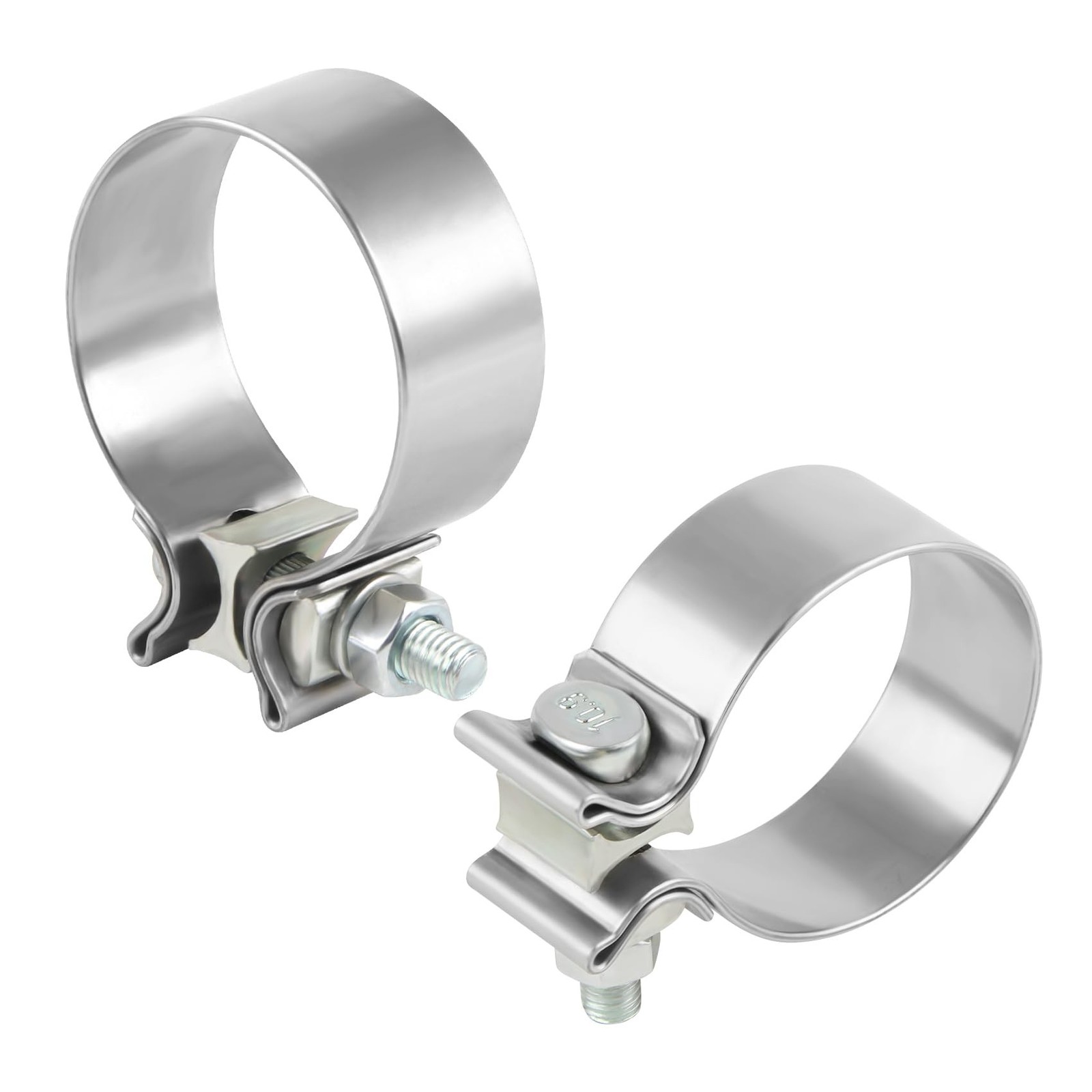 2.5 Inch Exhaust Clamp, 2.5″ Narrow Band Muffler Clamp, Stainless Steel, 2pcs