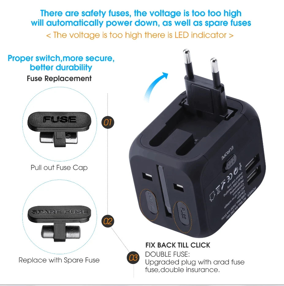Travel Adapter,WGGE Multi-Nation Travel Adapter, All-in-one International Power