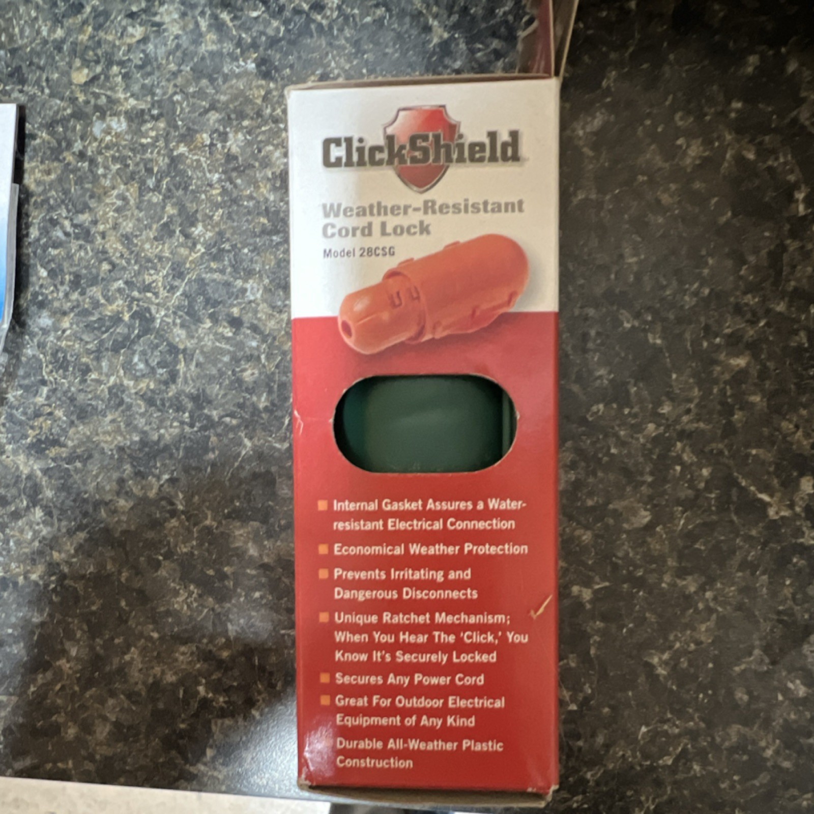 ClickShield Weather Resistant Cord Lock Orange Locking Plug Plastic 28CSG