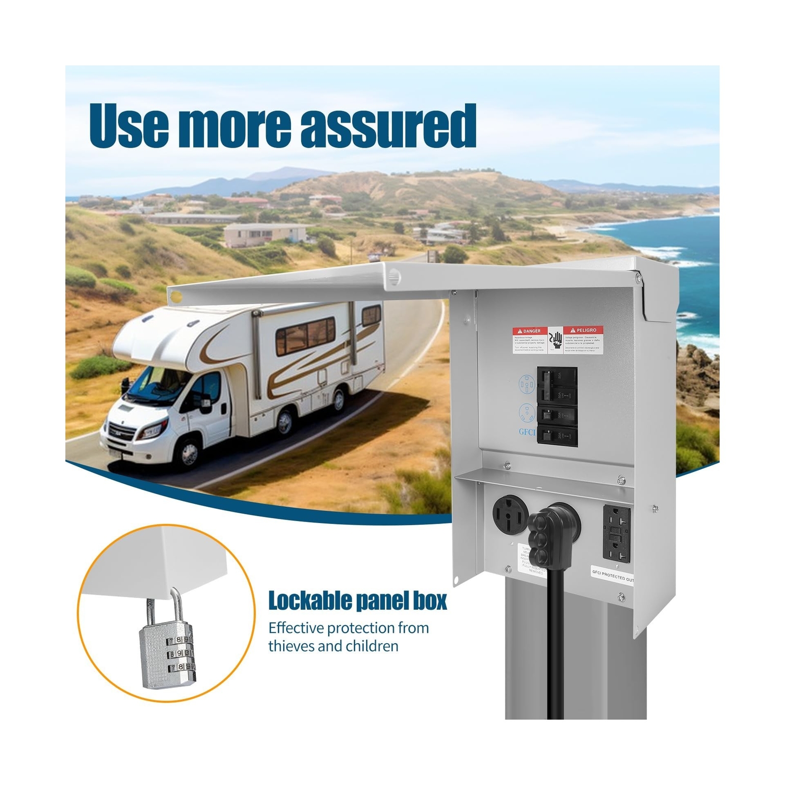RV Electrical Outlet Panel with Breaker Temporary Power Outlet Panel RV Circu…