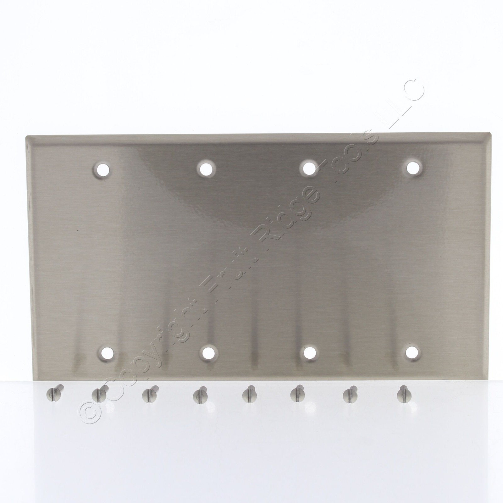 Cooper AH93154AM Antimicrobial Stainless Steel 4-Gang Blank Cover Wallplate