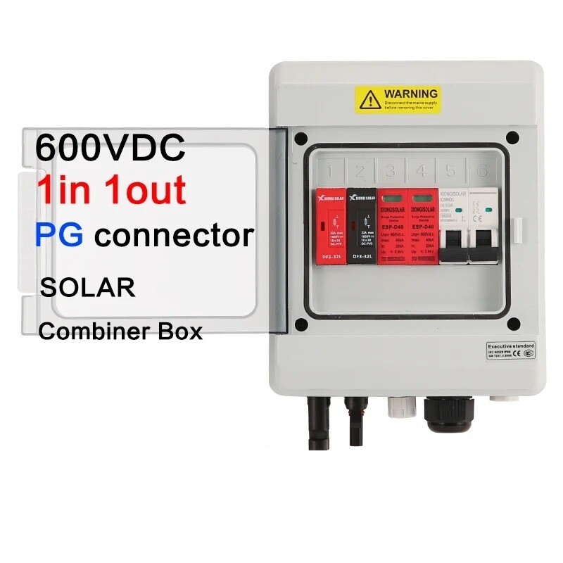 Red PV Combiner Box 600V IP65 SPD MCB 15A Fuse Lightning Protect New Shell Kit