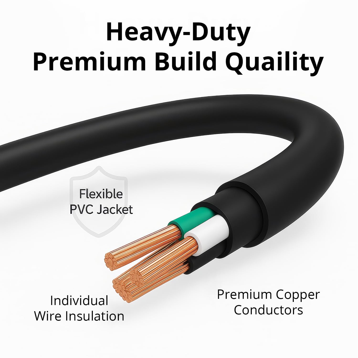Kado 1.5m 3 Prong AC Power Cord 2-Pack, 5 Feet 125 Volts 10 Amps black