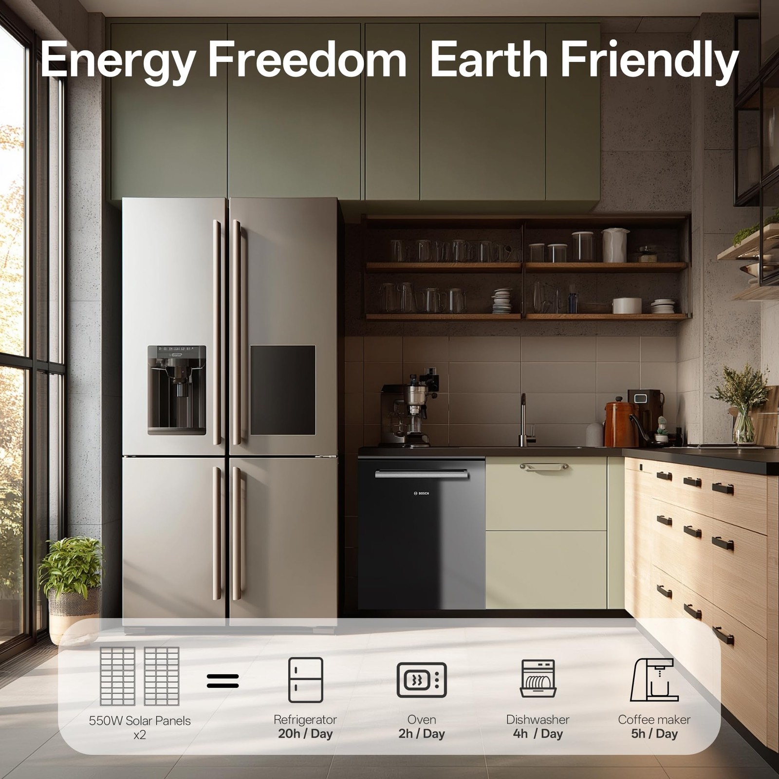 JJN 550 Watt Bifacial Solar Panels 2PCS,12/24/48 Volt 1100 Watt Solar Panel,M…