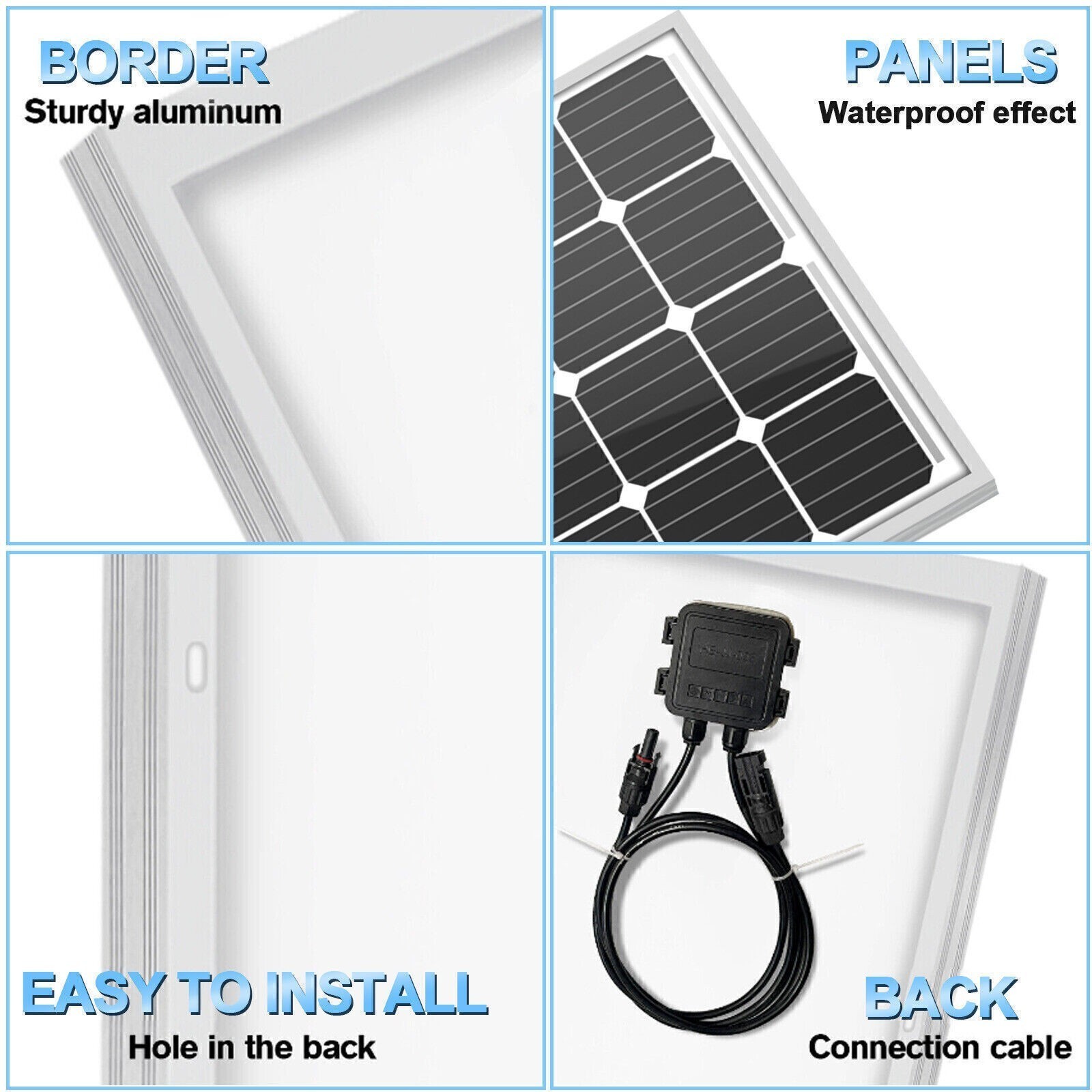 200W Monocrystalline Solar Panel High Efficiency Mono Module RV Boat Off Grid