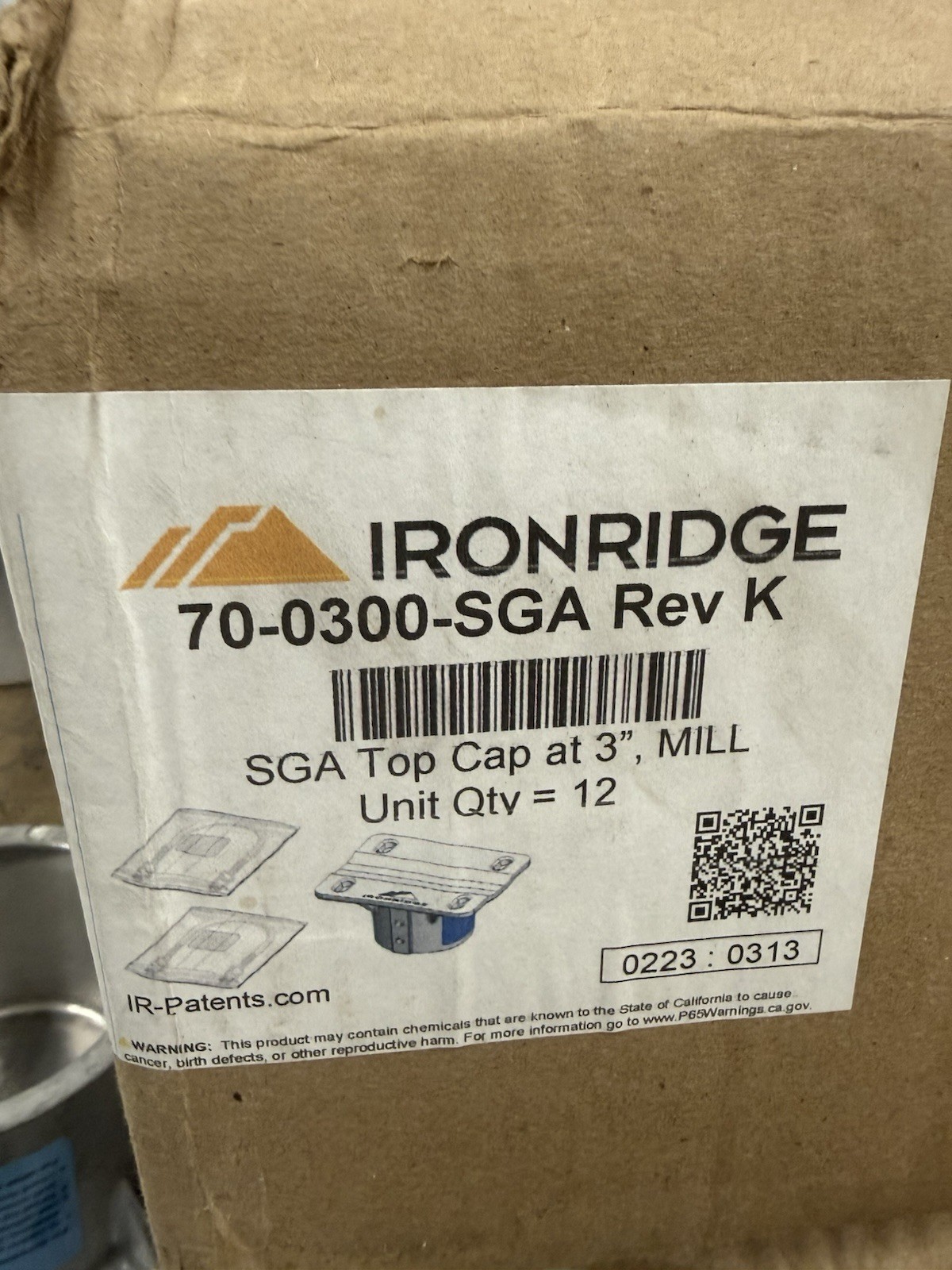 IronRidge SGA Top Cap for a 3-inch Standard Ground Array solar mounting system.