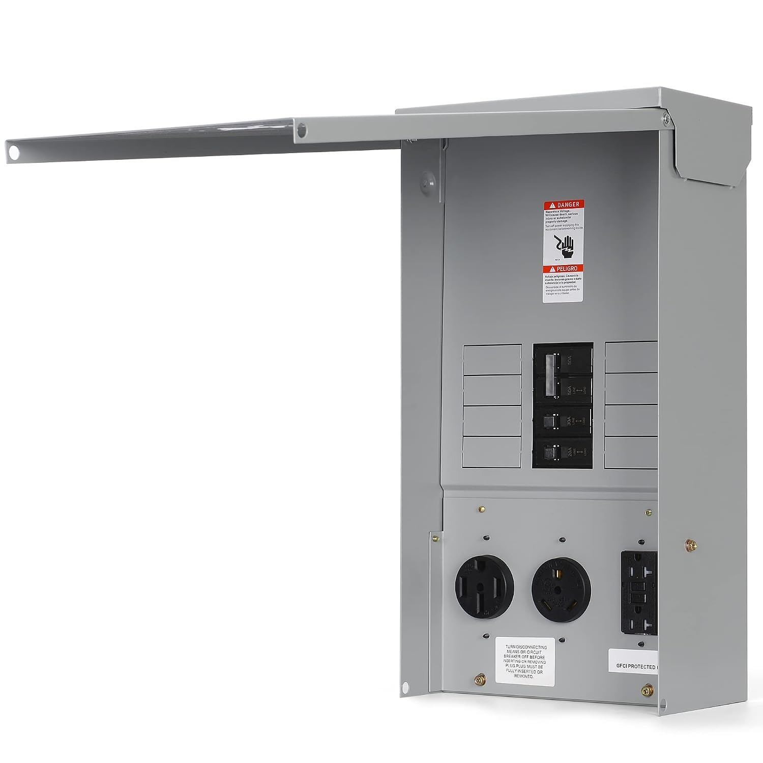 RV Power Outlet Box 50 30 20 Amp Breaker Prewired Panel Weatherproof UL Listed