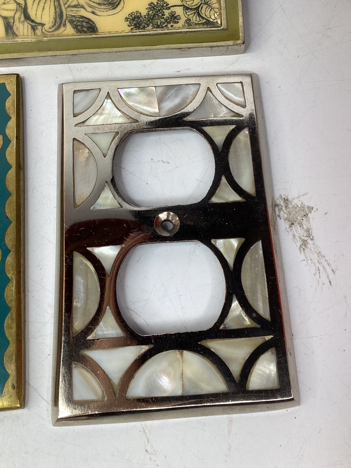 8 Anthropologie Resin & Metal Wall Light Double Plate Cover Floral+free ship (F4