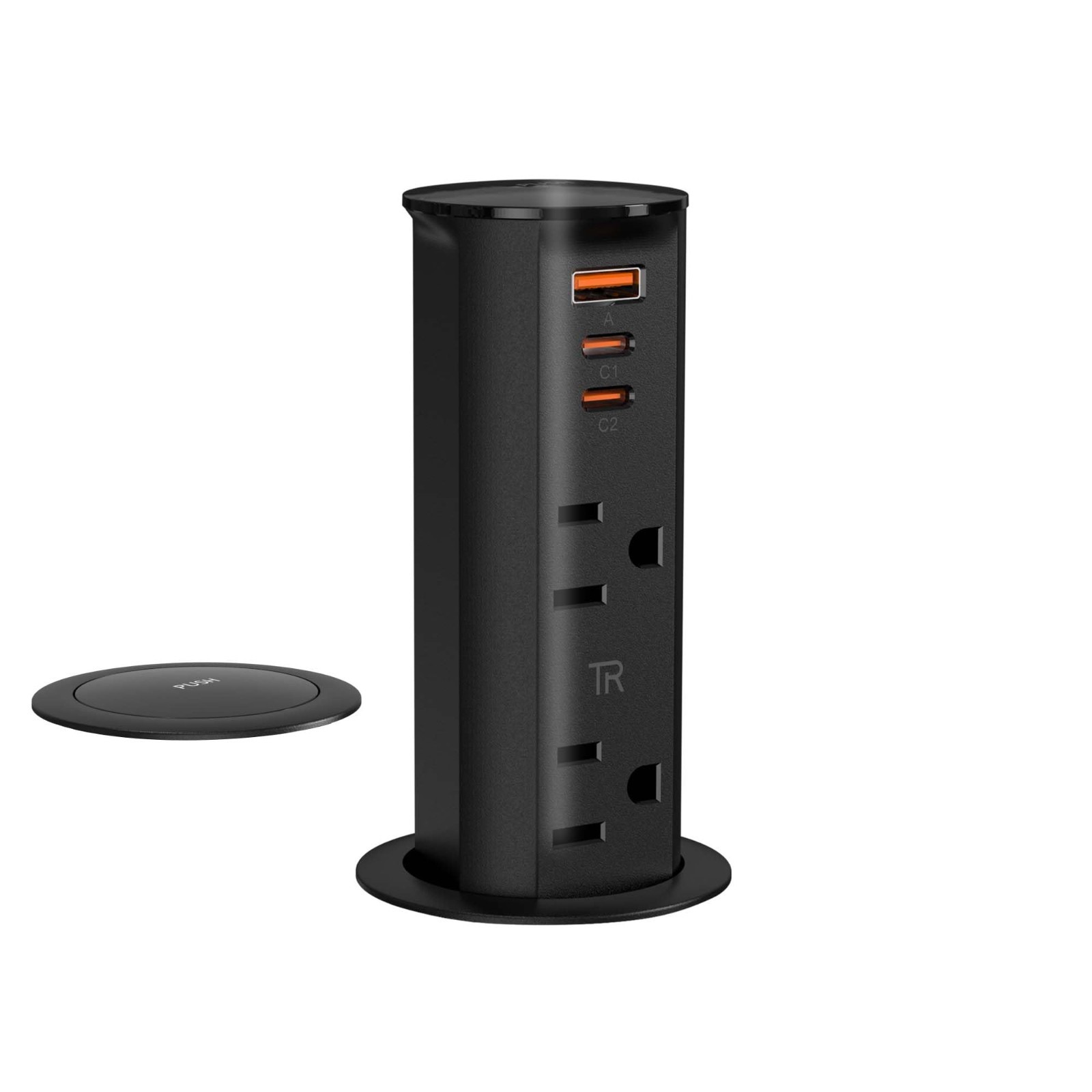 ANNQUAN 2 inch Space Saver Pop Up Outlet For Countertop W/ 2 Outlets & USB Ports