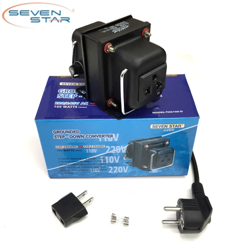 SevenStar THG-100 Watt 220V to 110V Step-Down Voltage Converter Transformer