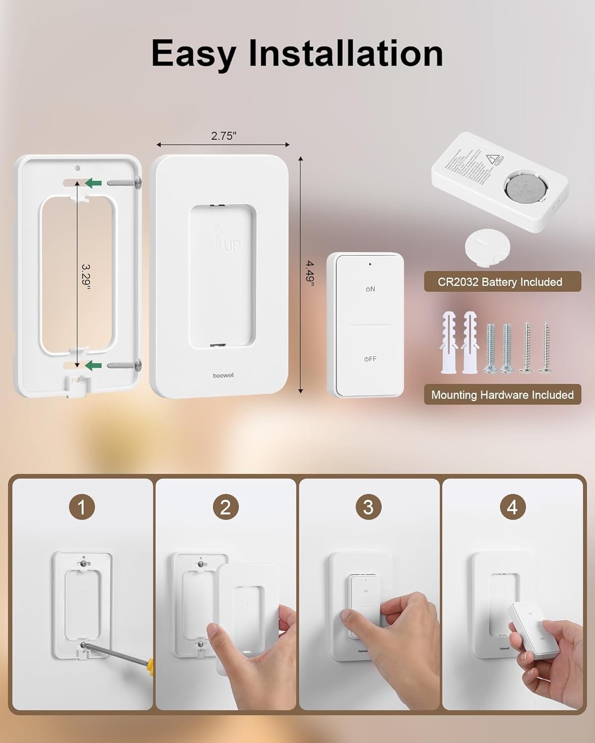 Remote Control Outlet Wireless Wall Switch, 200FT Long Range RF Remote Light …