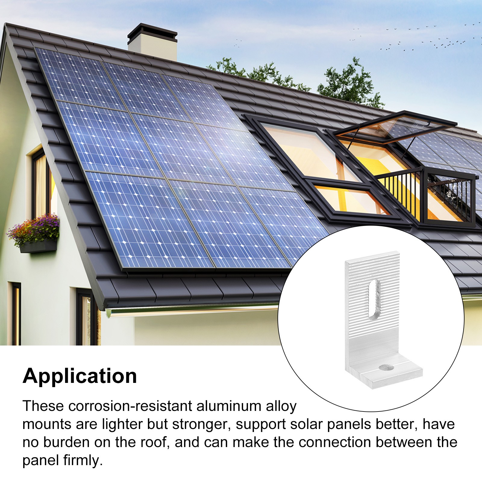 4Pcs Solar Panel Mounting Brackets Aluminum Alloy 8mm Diameter