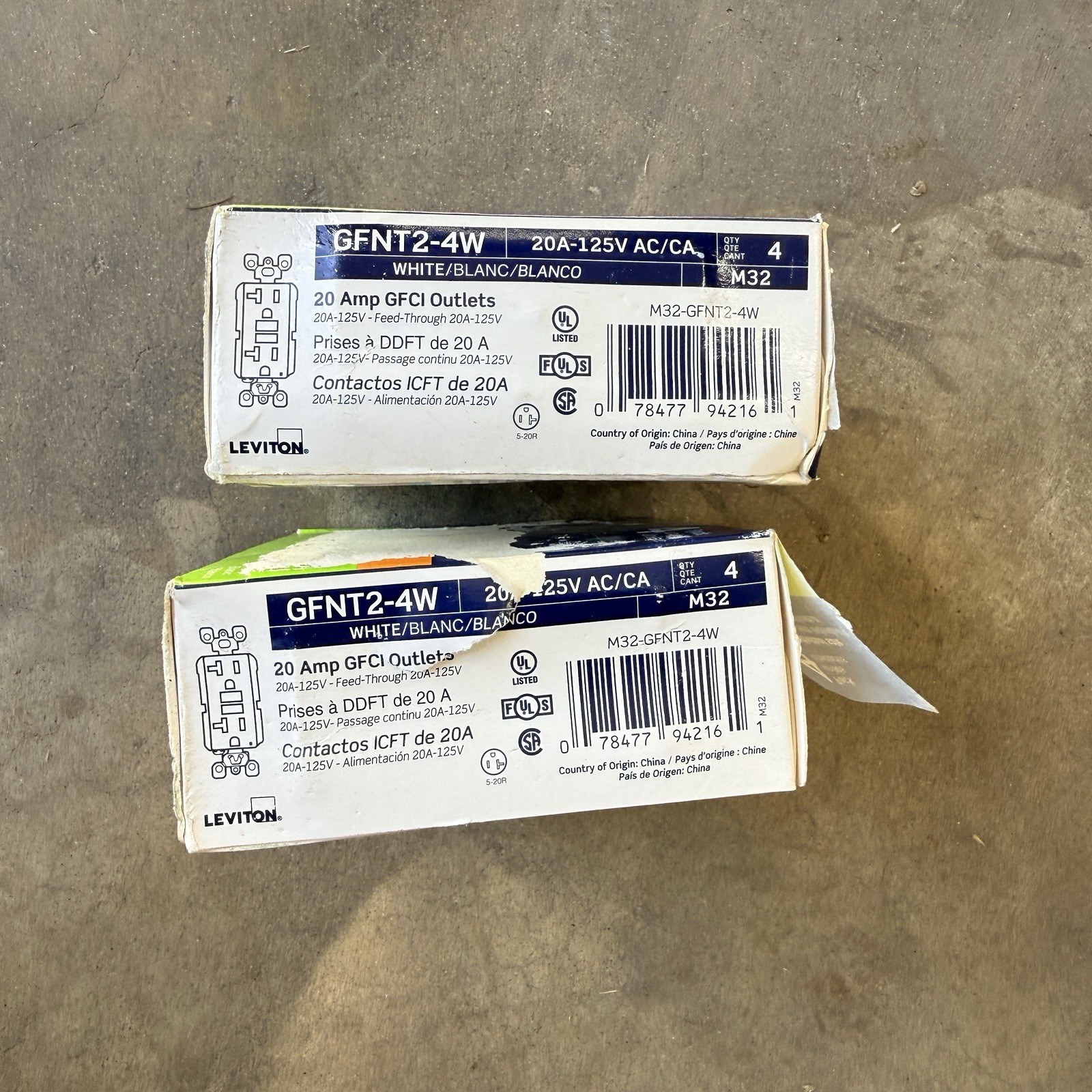 Lot Of 2 Leviton M42-GFNT2-4W GFCI Outlet- 4 Pack