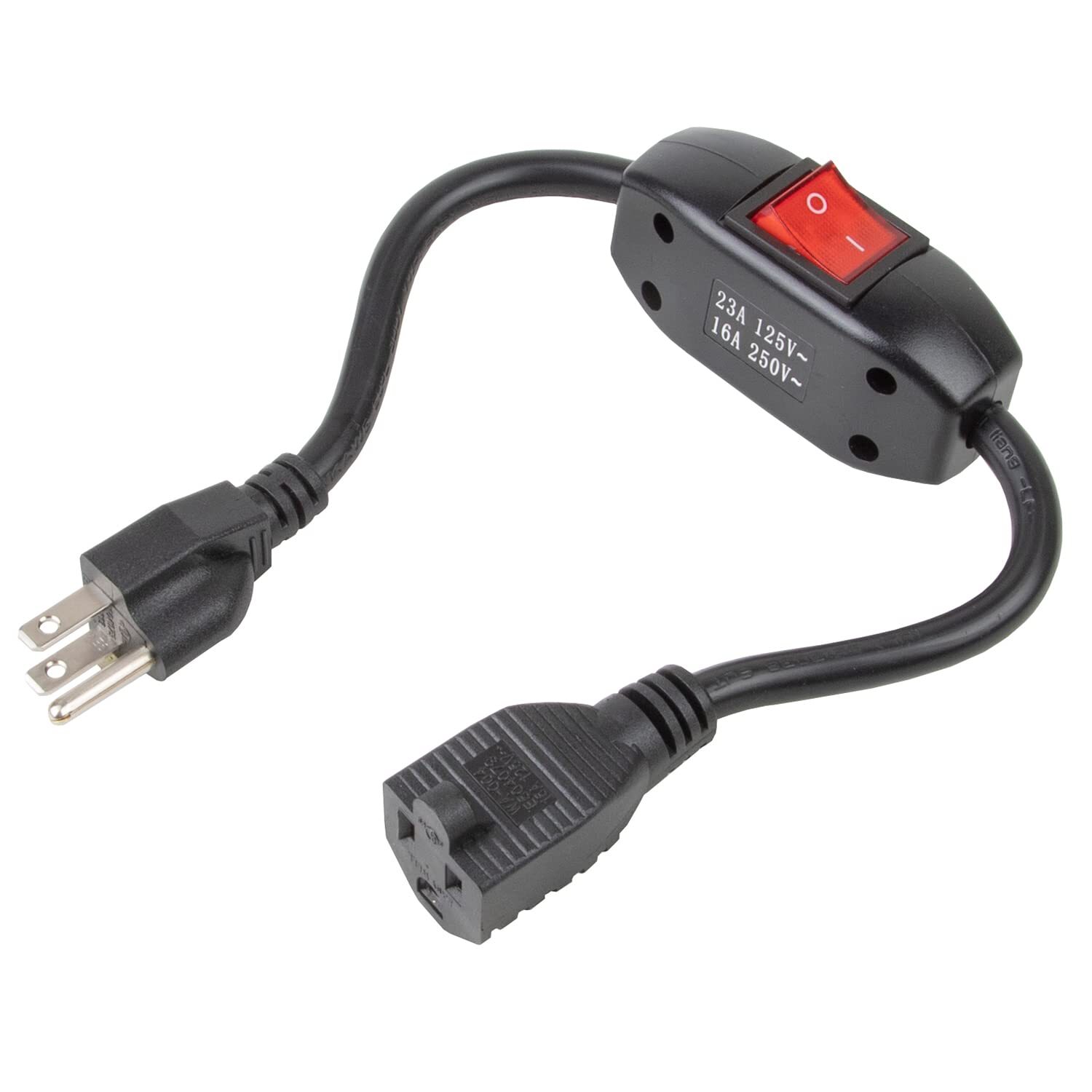 Inline On/Off Switch Extension Cord – 3-Prong Heavy-Duty Household Cable