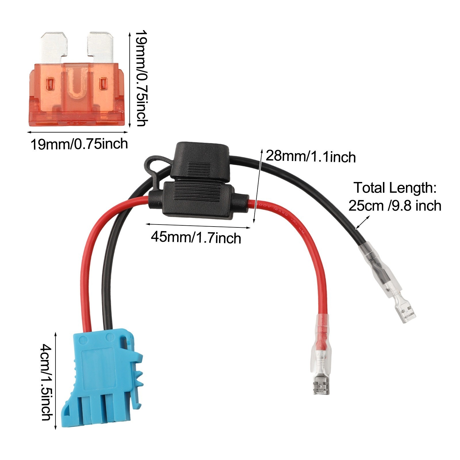 Quality ABS Plastic 12AWG Wiring Harness Connector for Peg Perego 12V Battery