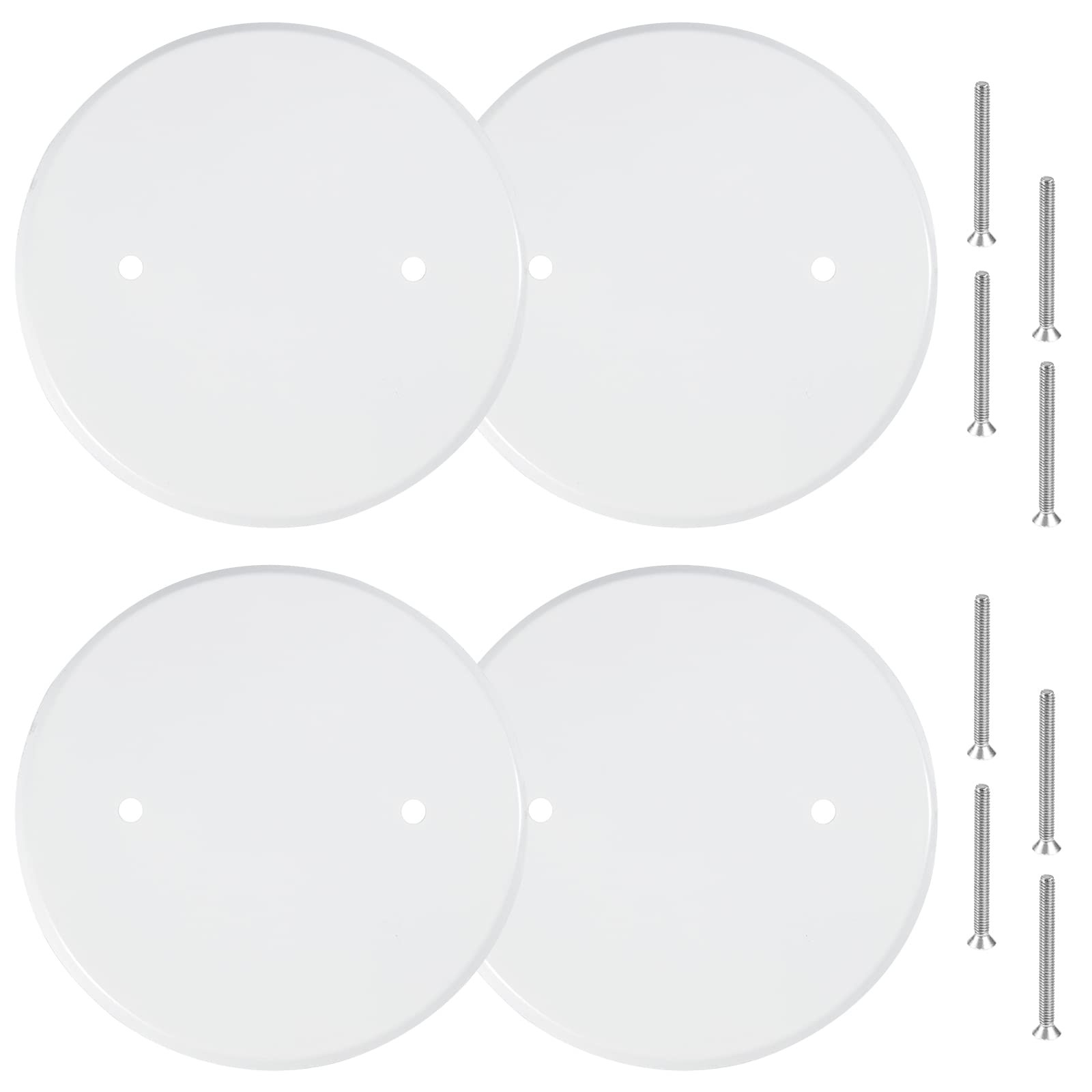 4 Packs 5 Inch Ceiling Cover Plate Metal Flat Round Electrical Cover Blank Circl