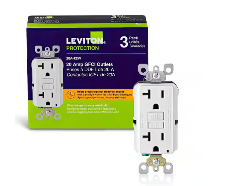 Leviton GFNT23W GFCI Outlet Receptacle, White – 3 Pack
