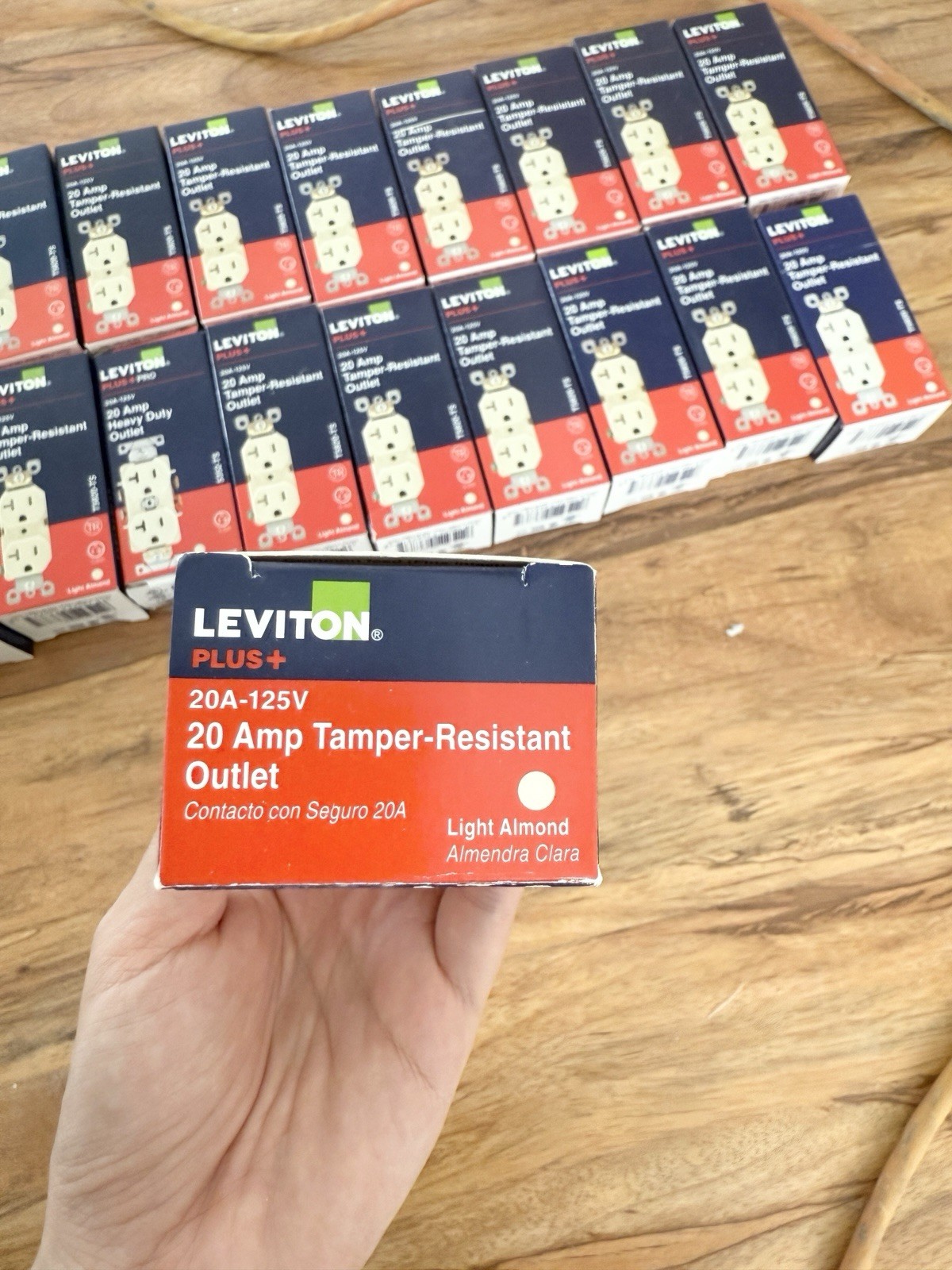 💲3/each box💡Leviton 20 AmpTamper-Resistant Duplex Outlet,T5820-T, Light Almond