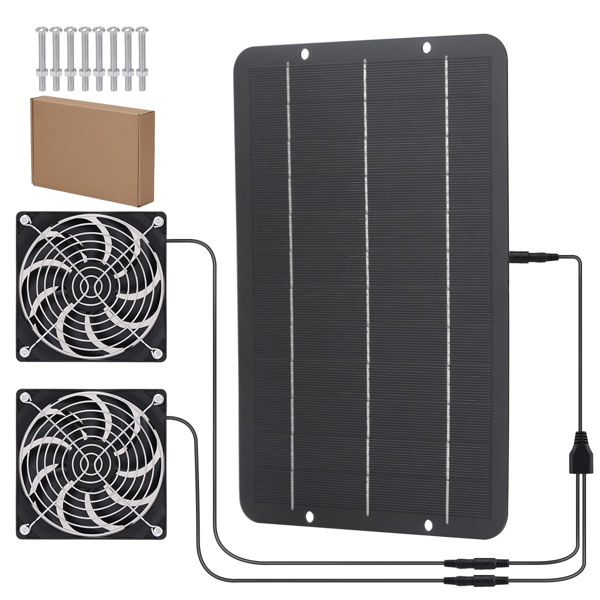 Solar Powered Dual Exhaust Fan Kit IP65 Waterproof Ventilation System for Coop