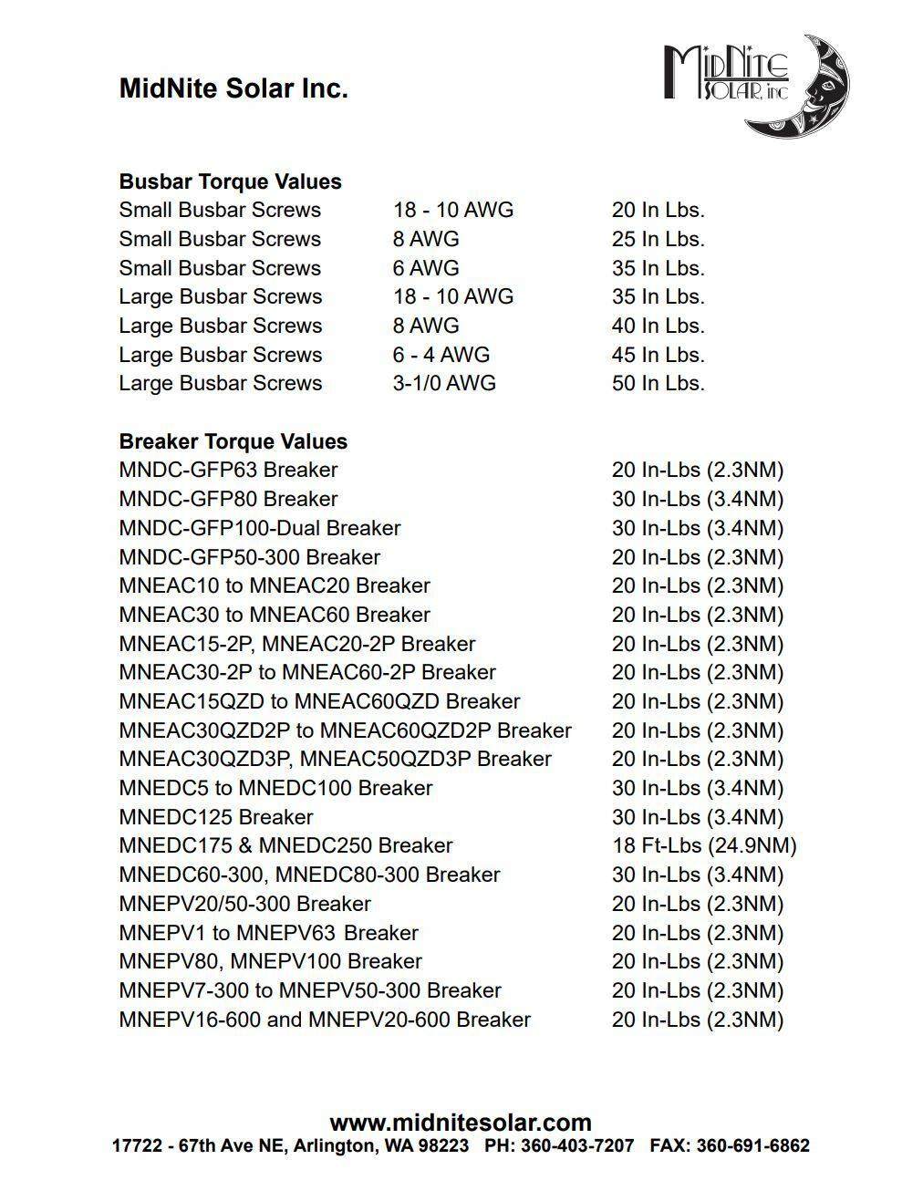 MidNite Solar MNEAC Circuit Breakers 120VAC 10,000 AIC