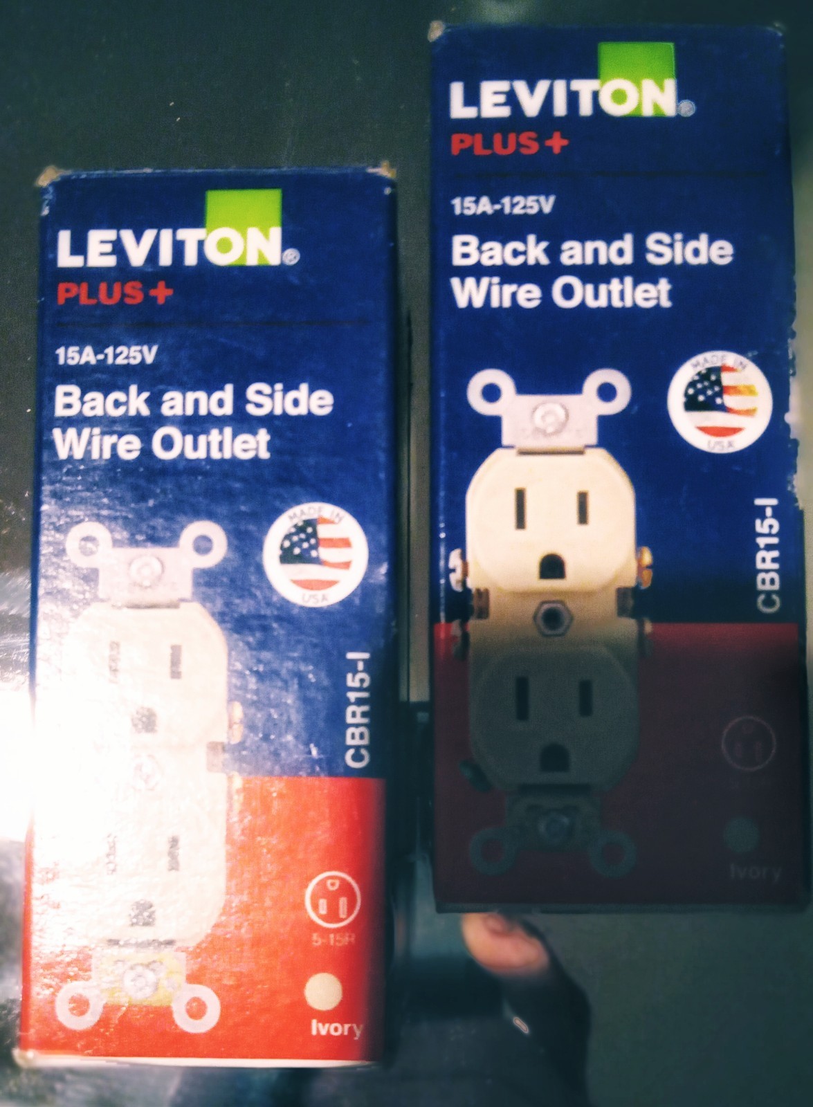 Lot of 2 Leviton Plus+ 15A Back & Side Wire Outlet ~White~ #R62-CBR15-W