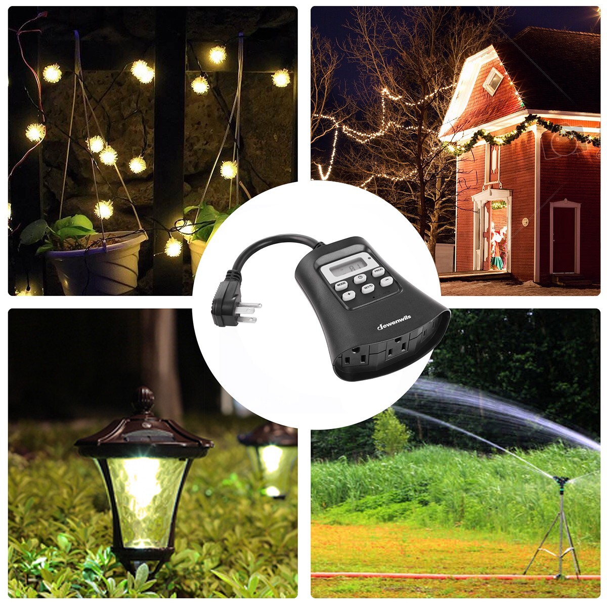 DEWENWILS Dusk to dawn Outdoor Digital Timer Outlet Plug in Switch for Lights