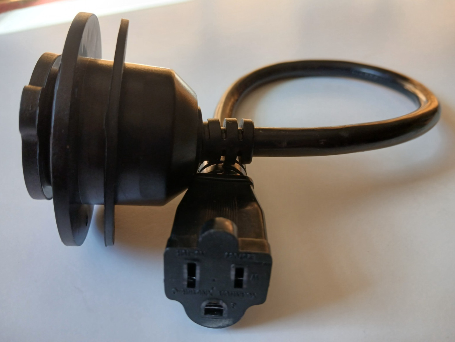 15Amp AC Power Flanged Inlet Port Plug 125V with Integrated Extension Cord