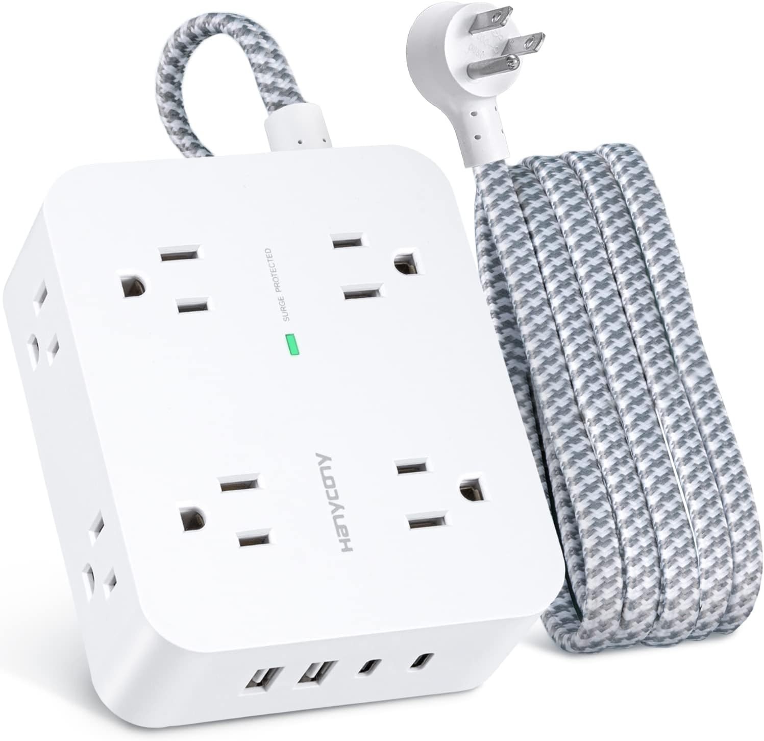 6Ft Surge Protector Power Strip USB C, 1080J, 8 Outlet Extender | Extension C…