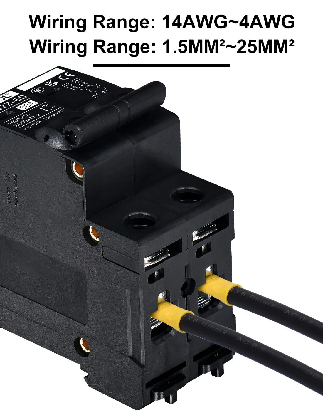 Dihool 30 Amp Circuit Breaker Din Rail Mount Solar Disconnect Switch 2P 1000V