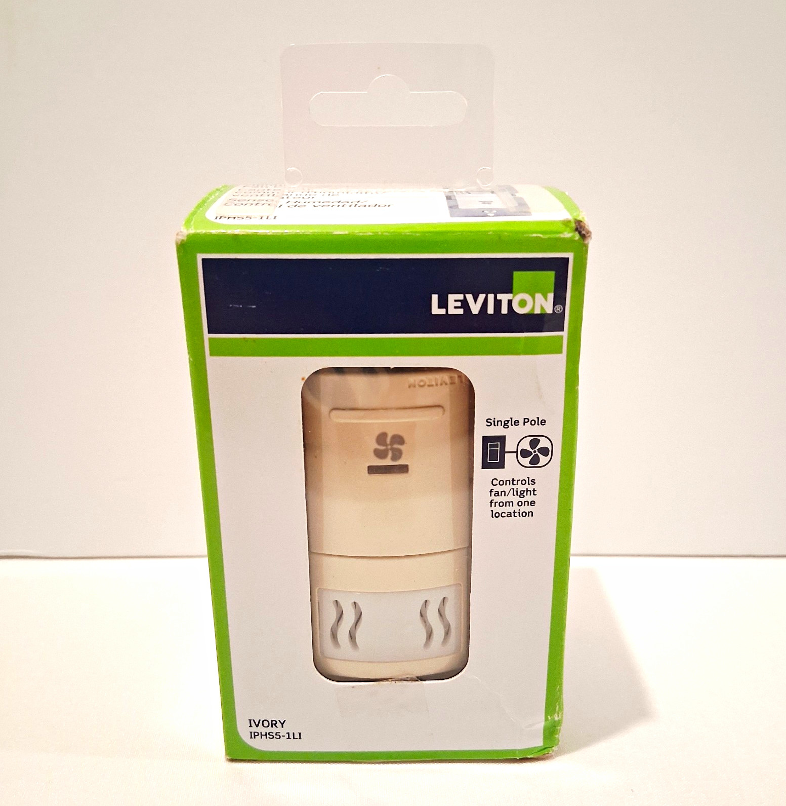 Leviton IPHS5-1LI Humidity Sensor Fan Control Ivory Single Pole Open Box