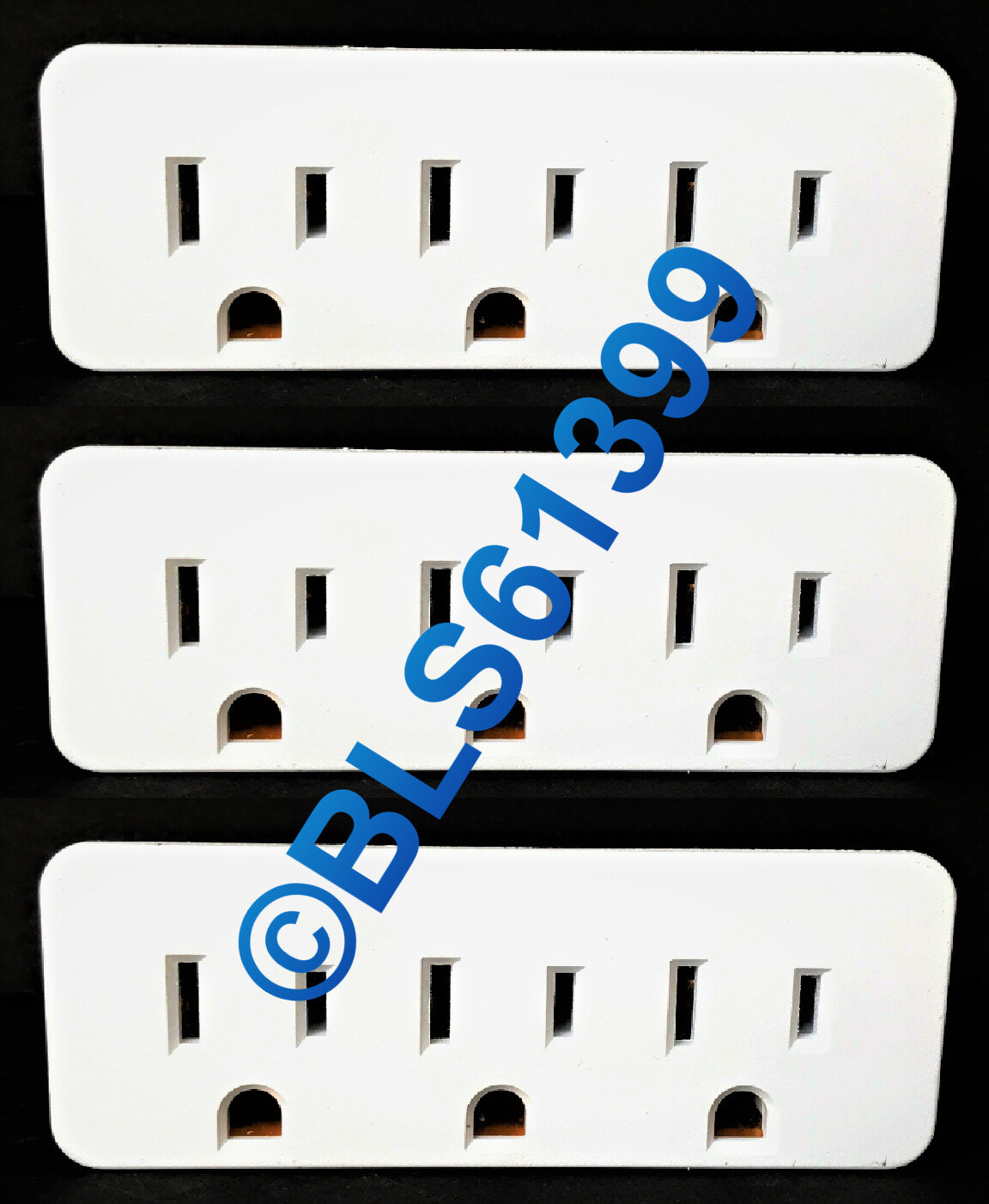 Set of (3) Grounded Electrical Outlet 3-Way Power Splitters Wall Plug Adapters