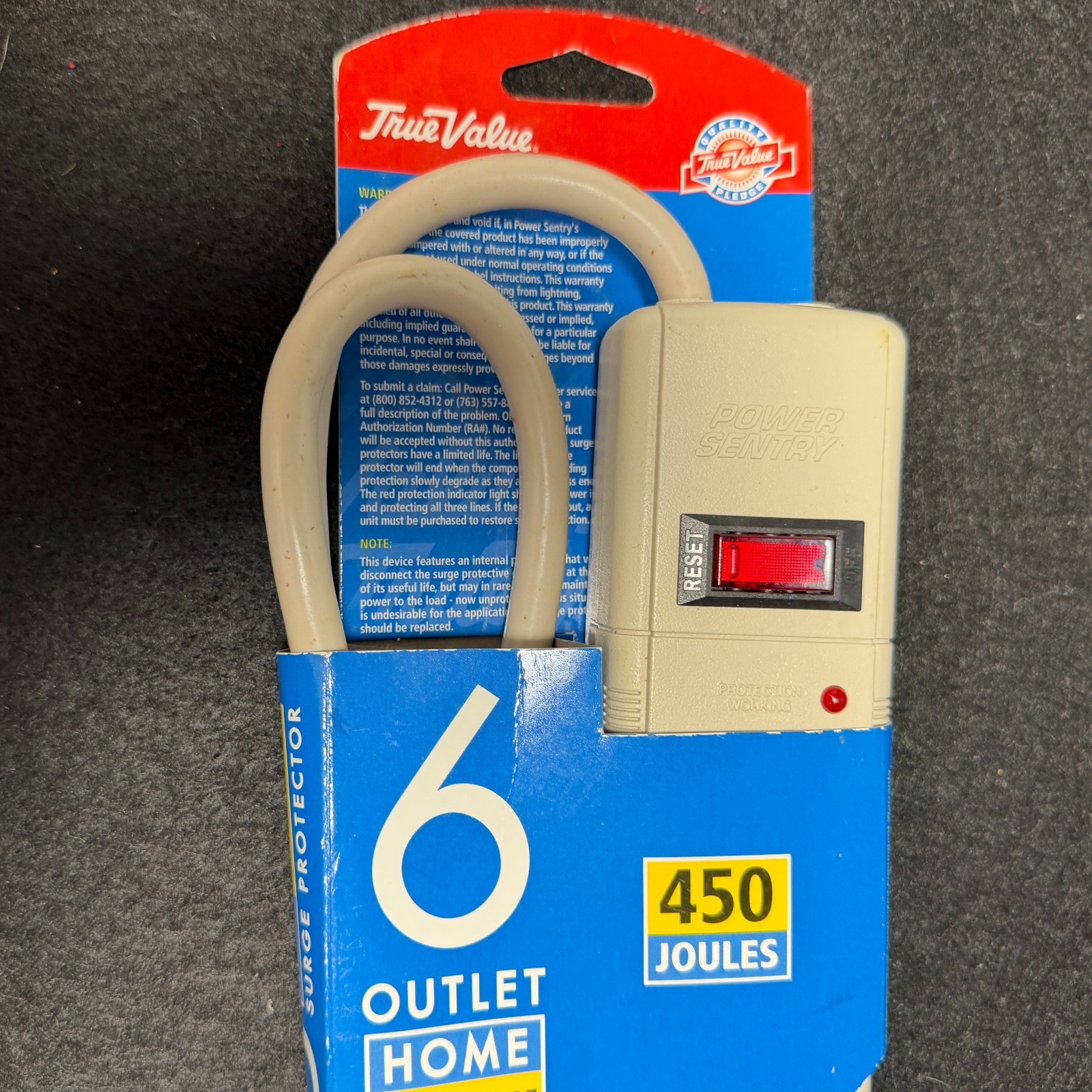 True Value Surge Protector Power Strip 5 Outlet /1 Transformer Spaced 450 Joules