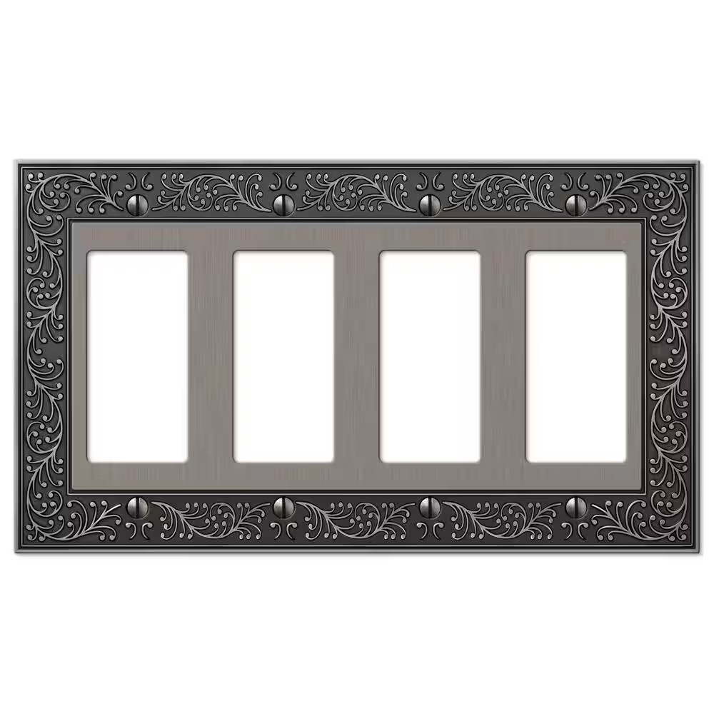 English Garden 4 Gang Rocker Metal Wall Plate – Antique Nickel