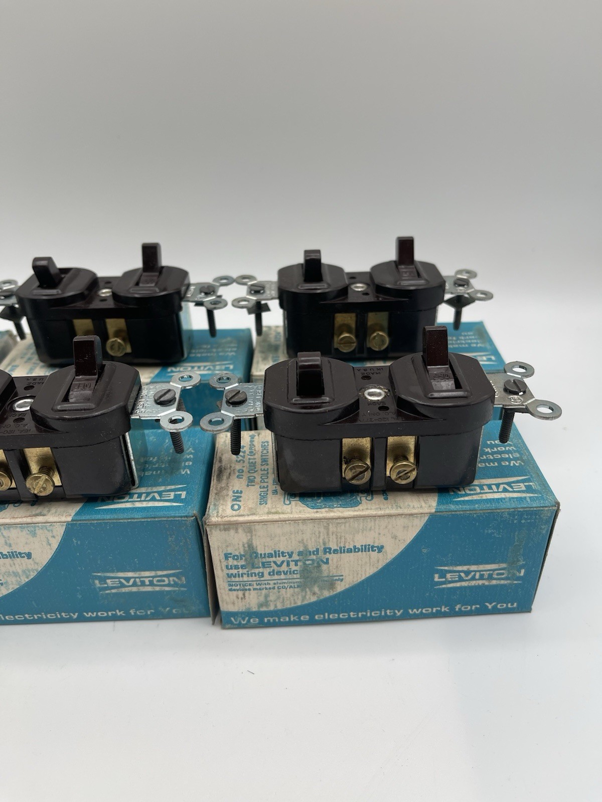 Leviton 5224 Two Single Pole Switch 15A 120-277V Brown Lot of 6 New Old Stock