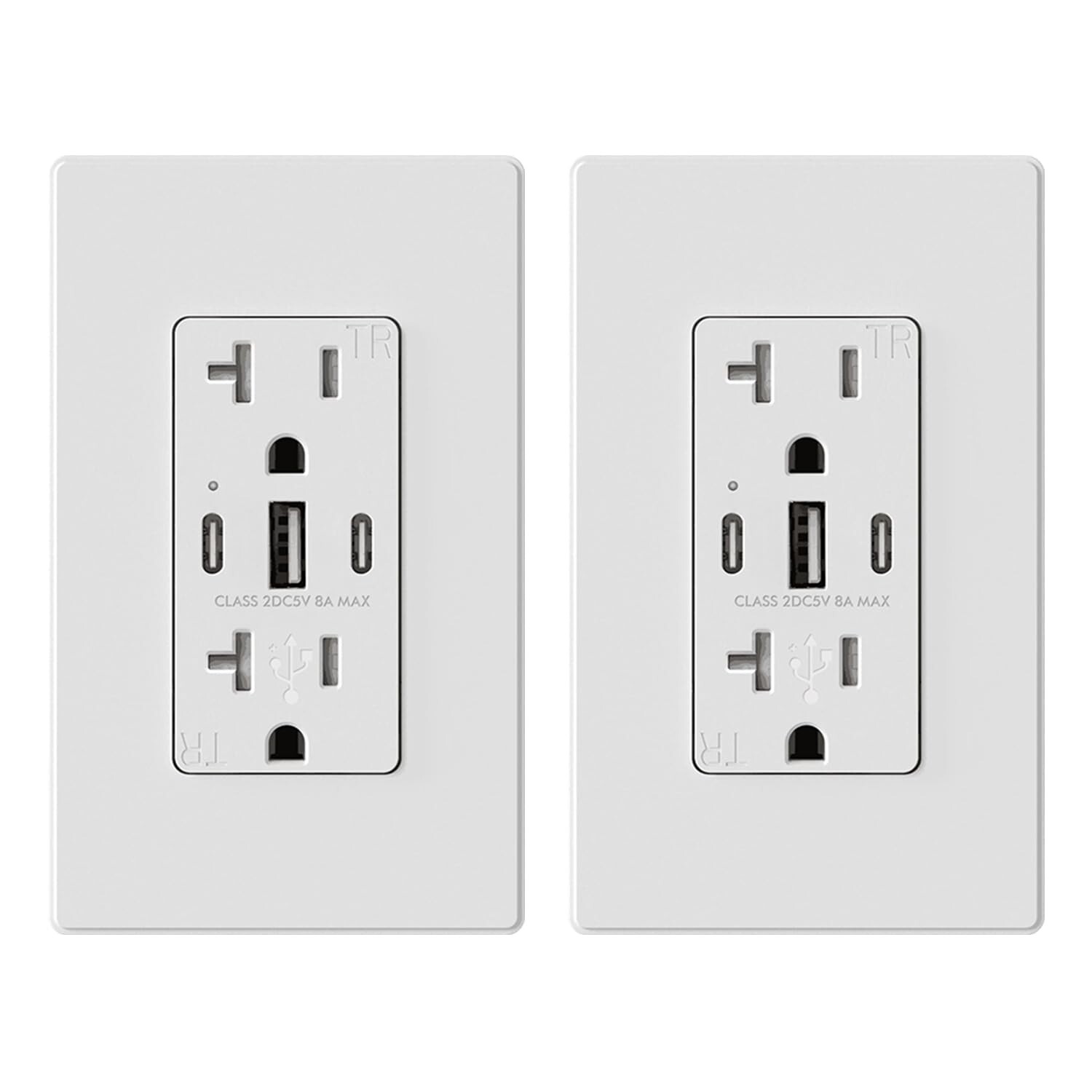 USB C Charger Wall Outlet C+A High Speed Receptacle 20-Amp Smart 8A Fast Charge