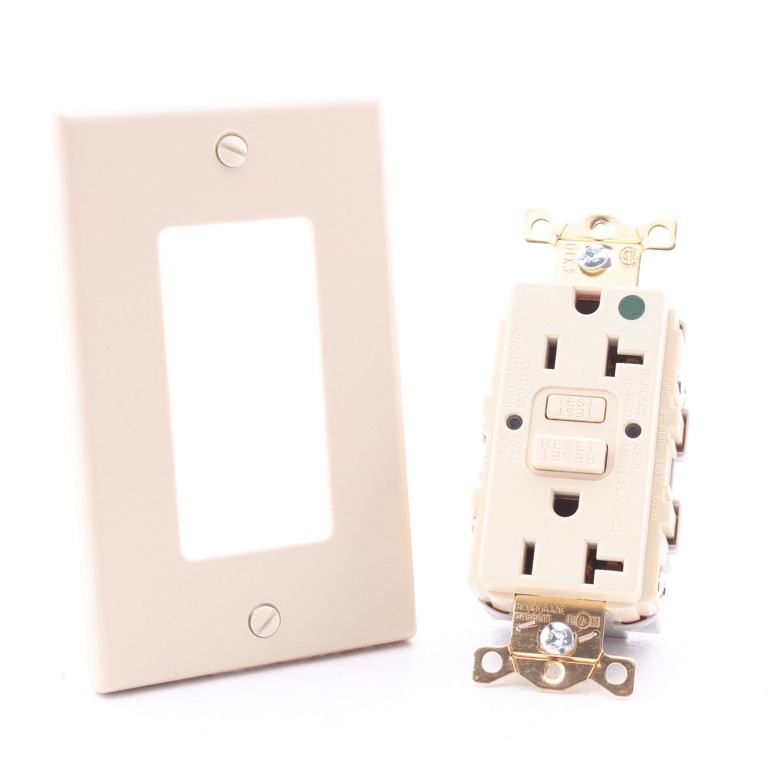 Hubbell GFRST83I Ivory 20A Self-Testing GFCI Outlet Receptacle Hospital 5-20R
