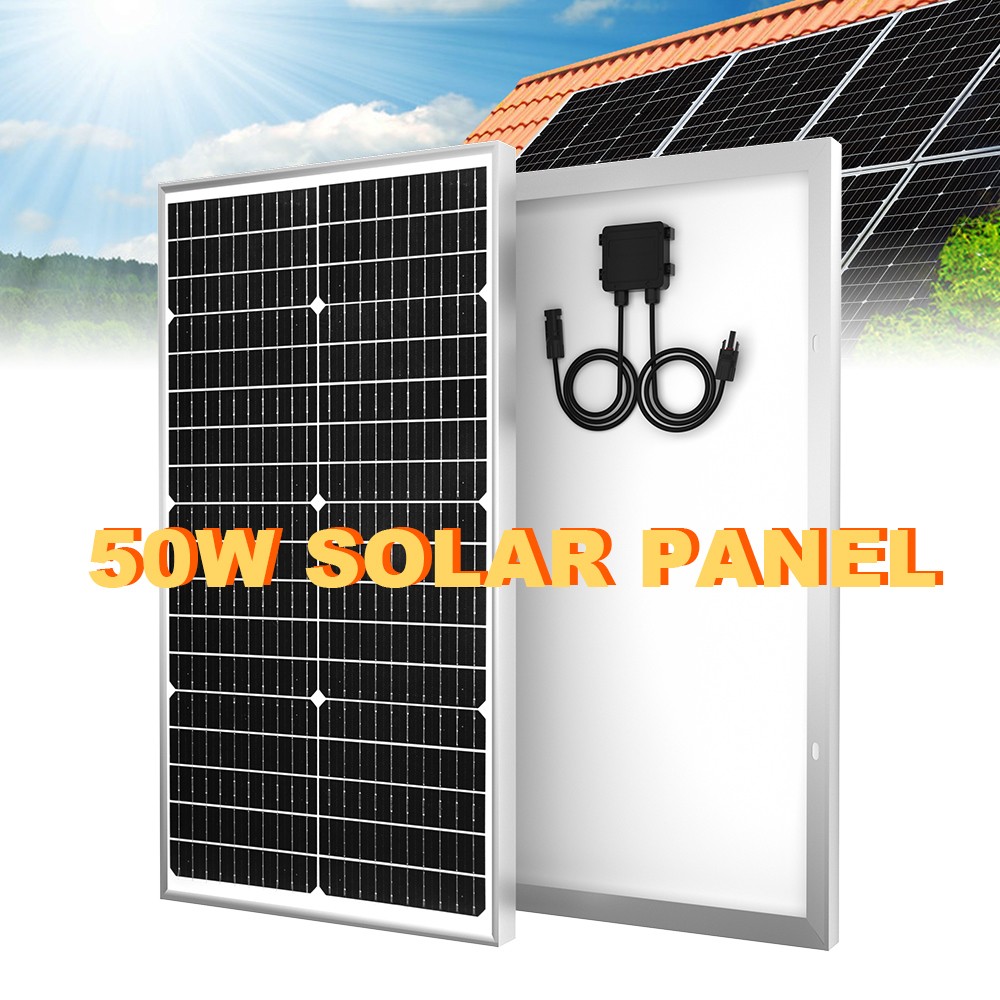 50W Solar Panel Monocrystalline Glass Photovoltaic Module for Balcony RV Camping