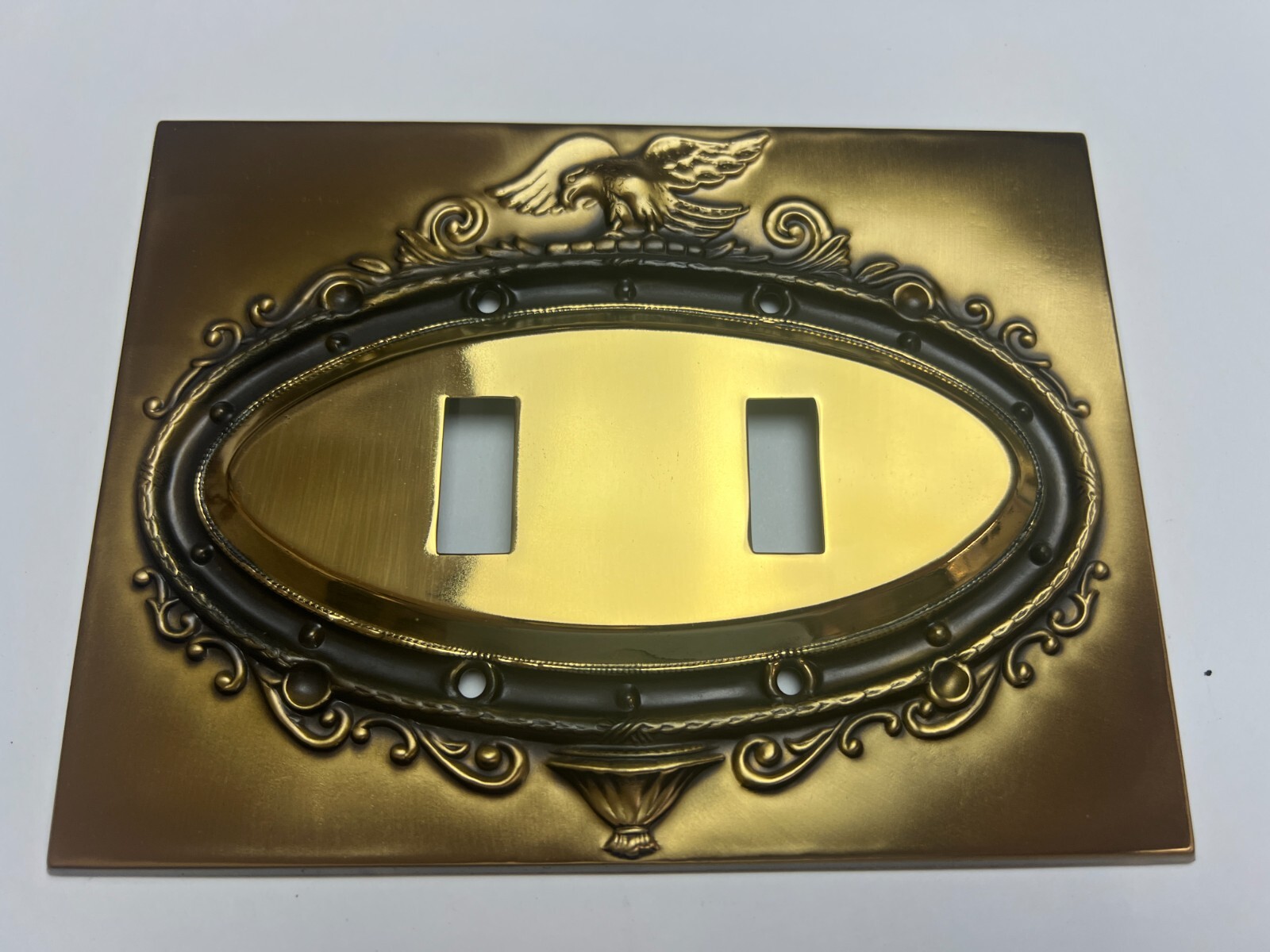 BrassSmith House – SP-2B – Federal Mirror Eagle Dual Switch Plate Cover