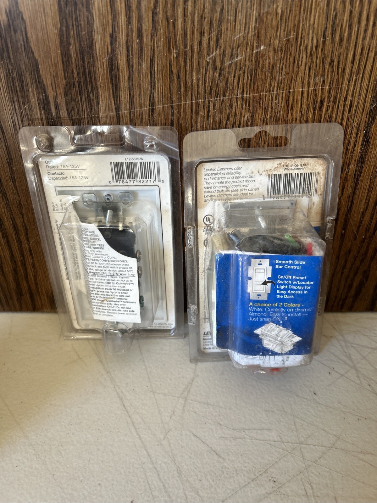3Pcs Leviton Decora White Slide Dimmer IPI06-1LM, 5675-W Outlet & Switch Lot NEW